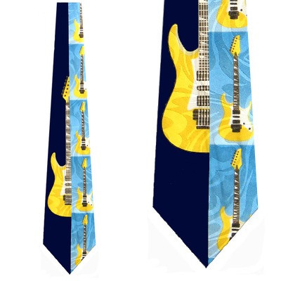2019-102: Guitar Panel Ties Navy Guitars Necktie by Steven Harris
