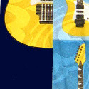 2019-102: Guitar Panel Ties Navy Guitars Necktie by Steven Harris