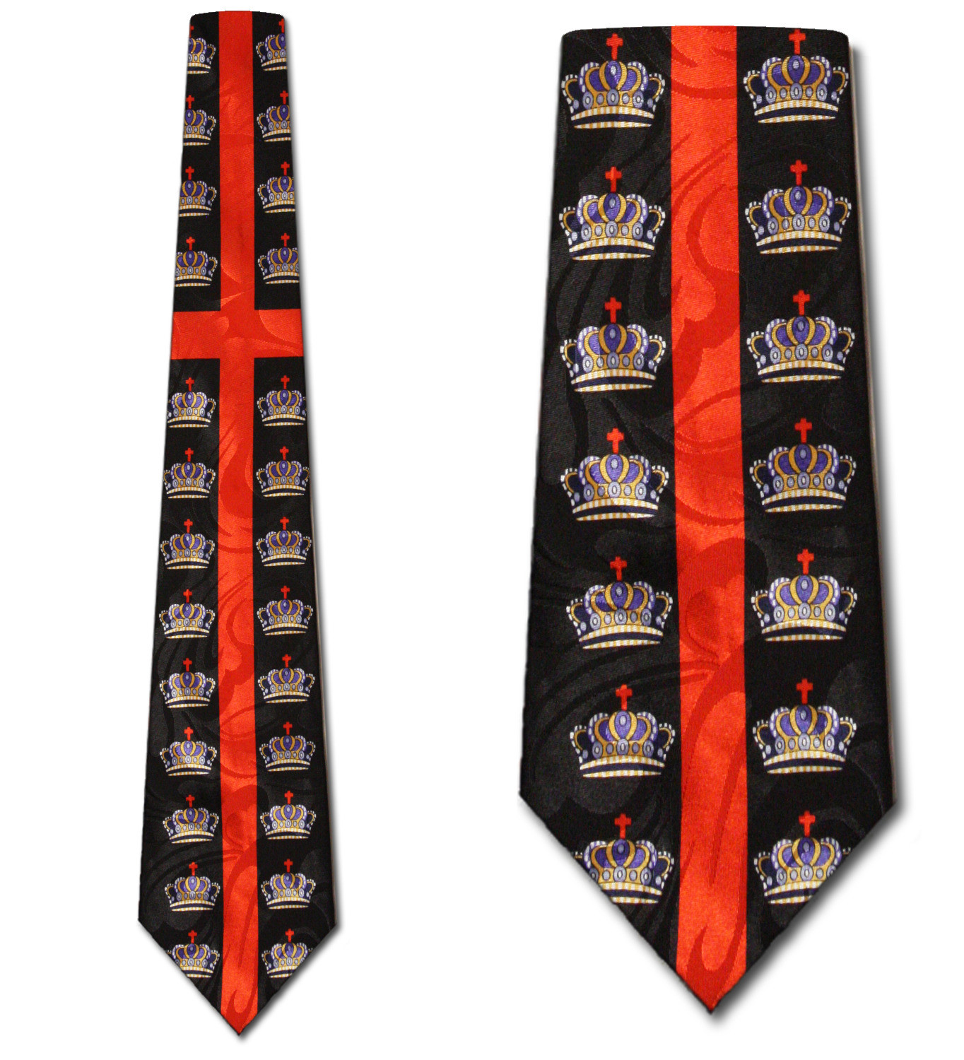 2043-100: Crowns Tie Christian Cross Neckties Black by Steven Harris at Abcties.com