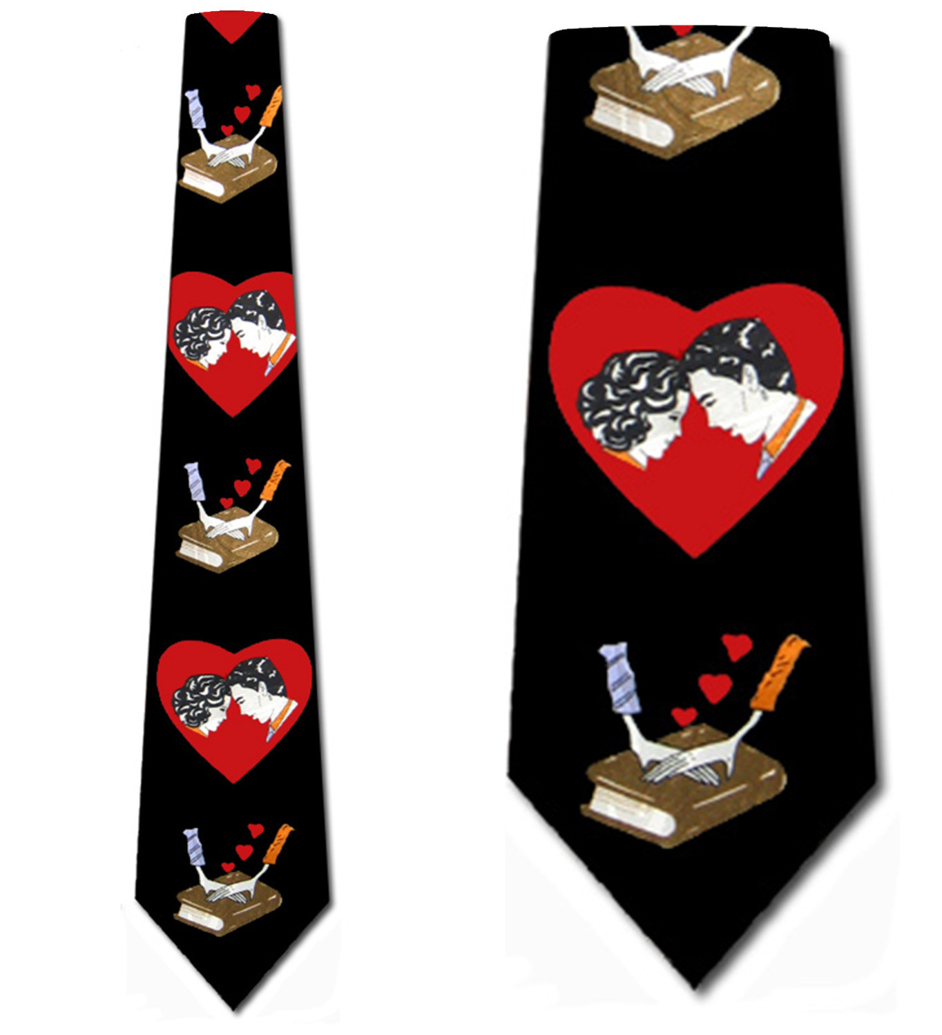 2044-100: In Love Ties Couples Hearts Wedding Vows Neckties Black by Steven Harris