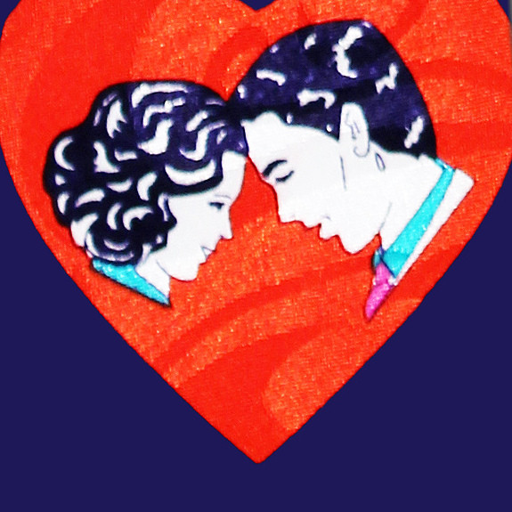 2044-102: In Love Ties Couples Hearts Wedding Vows Neckties Navy by Steven Harris