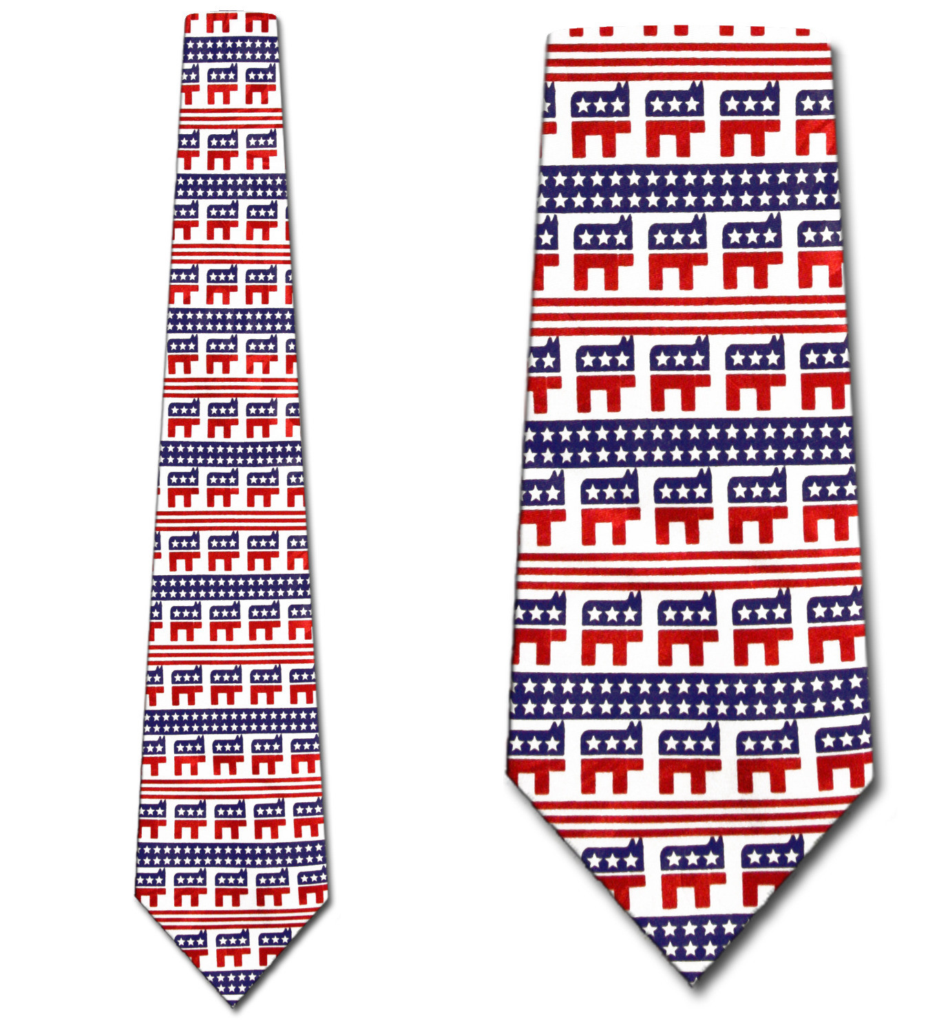 2047-102: Democrat Ties Stripe Donkey Neckties White by Steven Harris