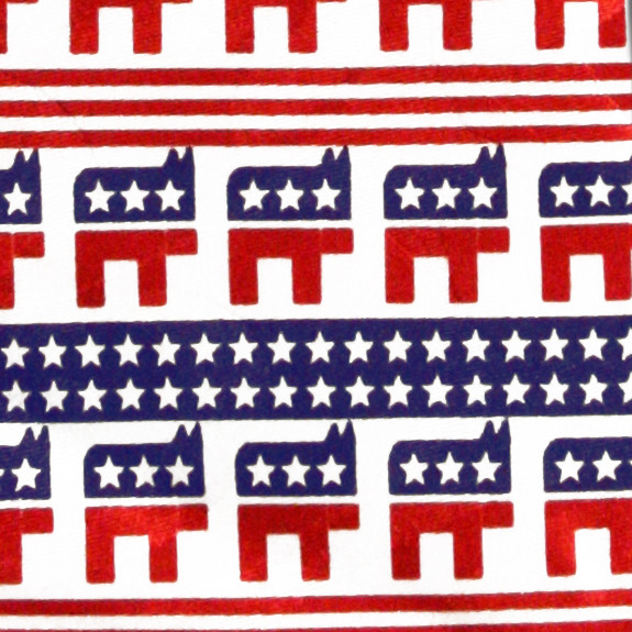 2047-102: Democrat Ties Stripe Donkey Neckties White by Steven Harris