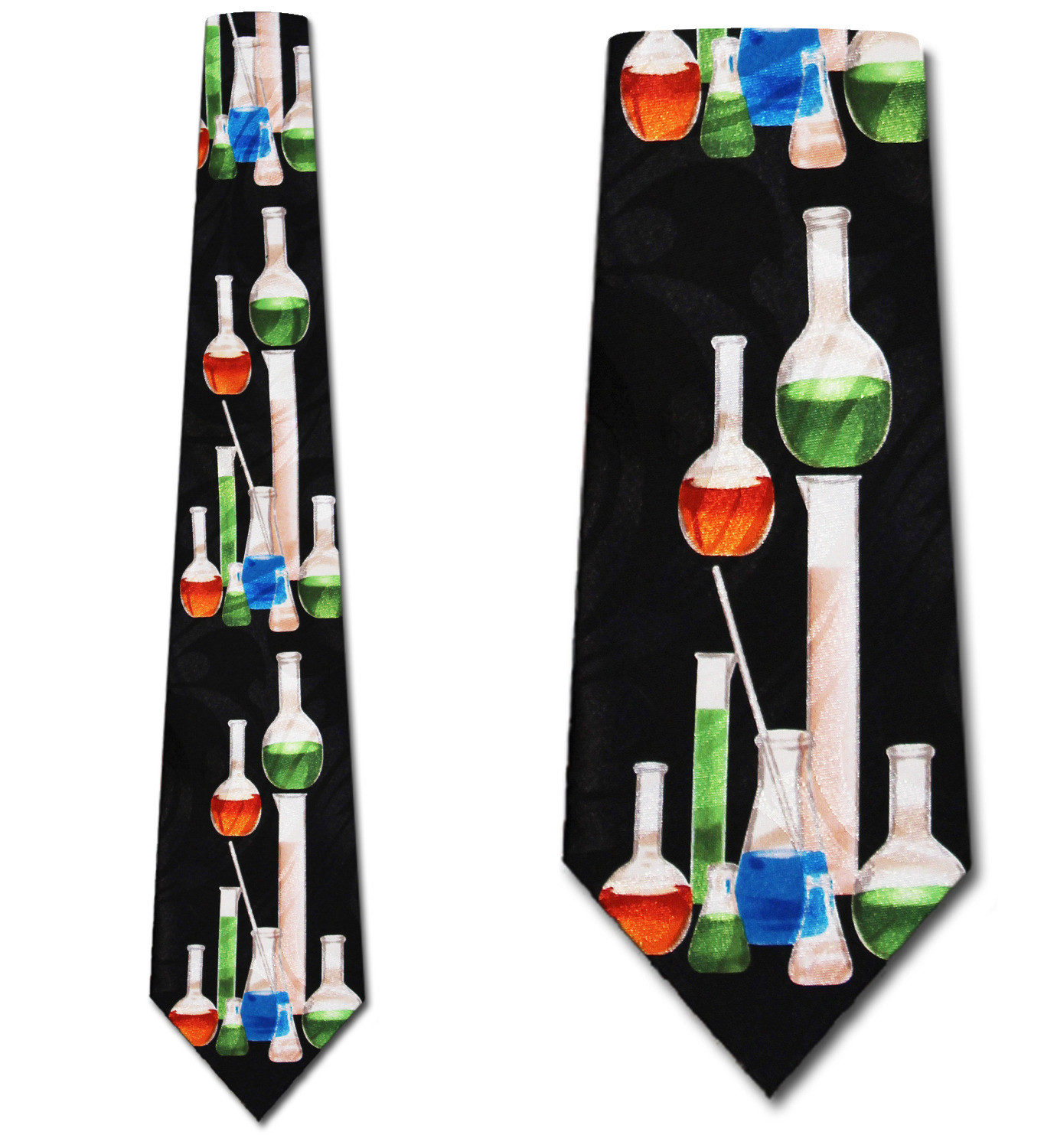 2055-100: Beaker Ties Black Science Chemistry Neckties by Steven Harris