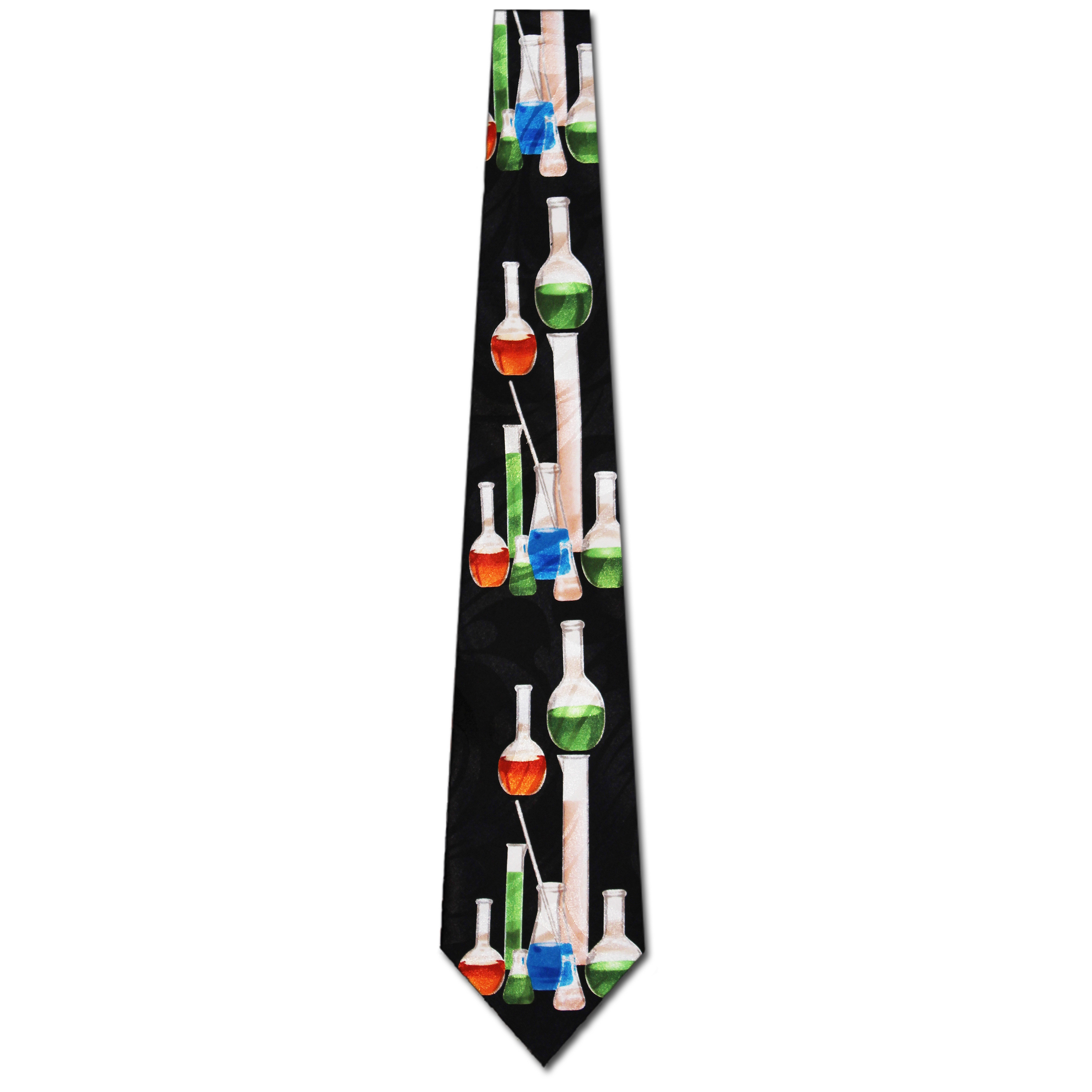 2055-100: Beaker Ties Black Science Chemistry Neckties by Steven Harris at Abcties.com