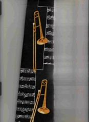 2070-100: Trombone Panels Tie Black Sheet Music Trombones Neckties by Steven Harris