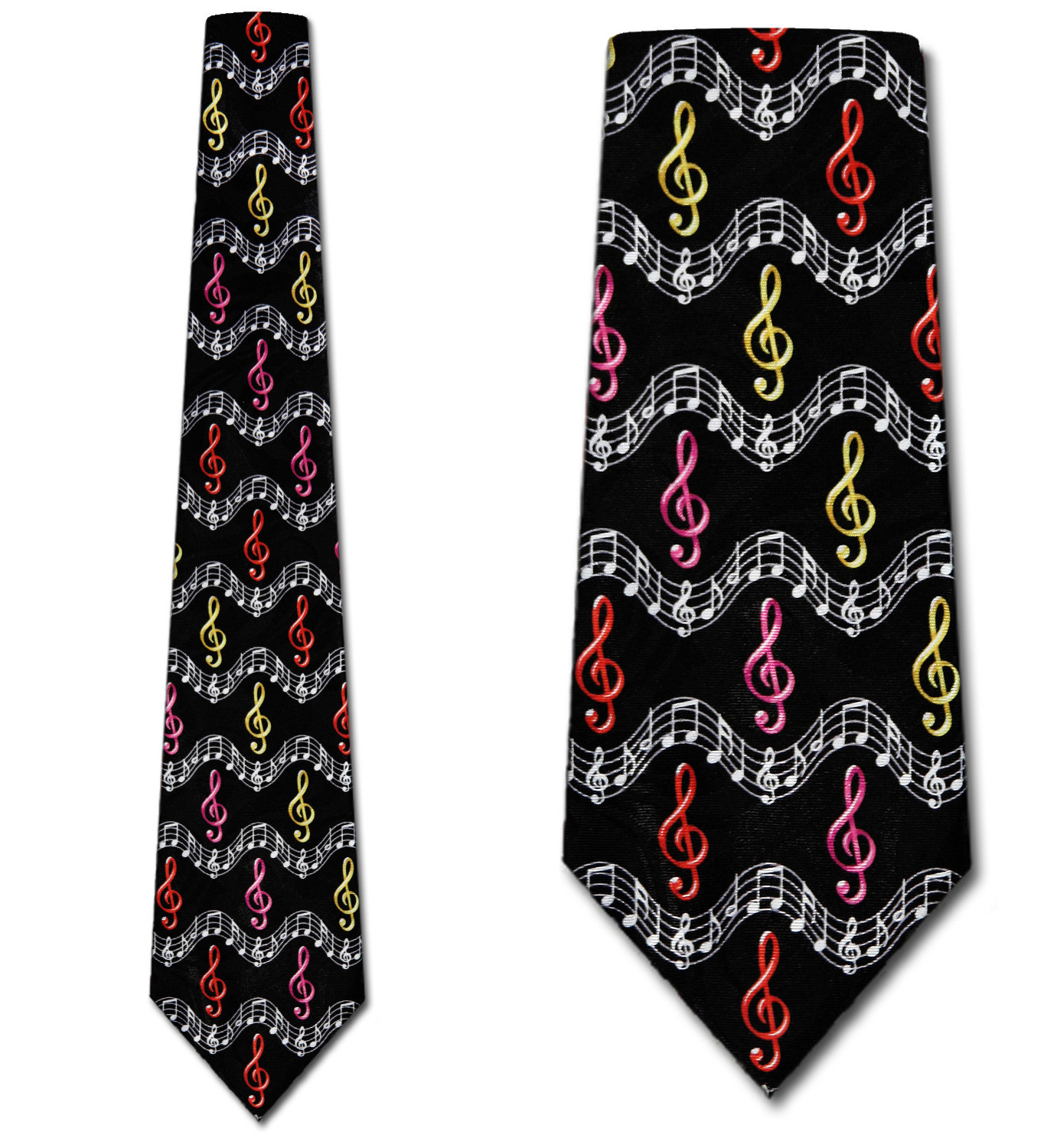 2071-100: Musical Wave Ties Black Music Clef Neckties by Steven Harris