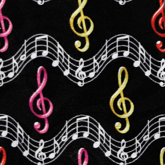 2071-100: Musical Wave Ties Black Music Clef Neckties by Steven Harris