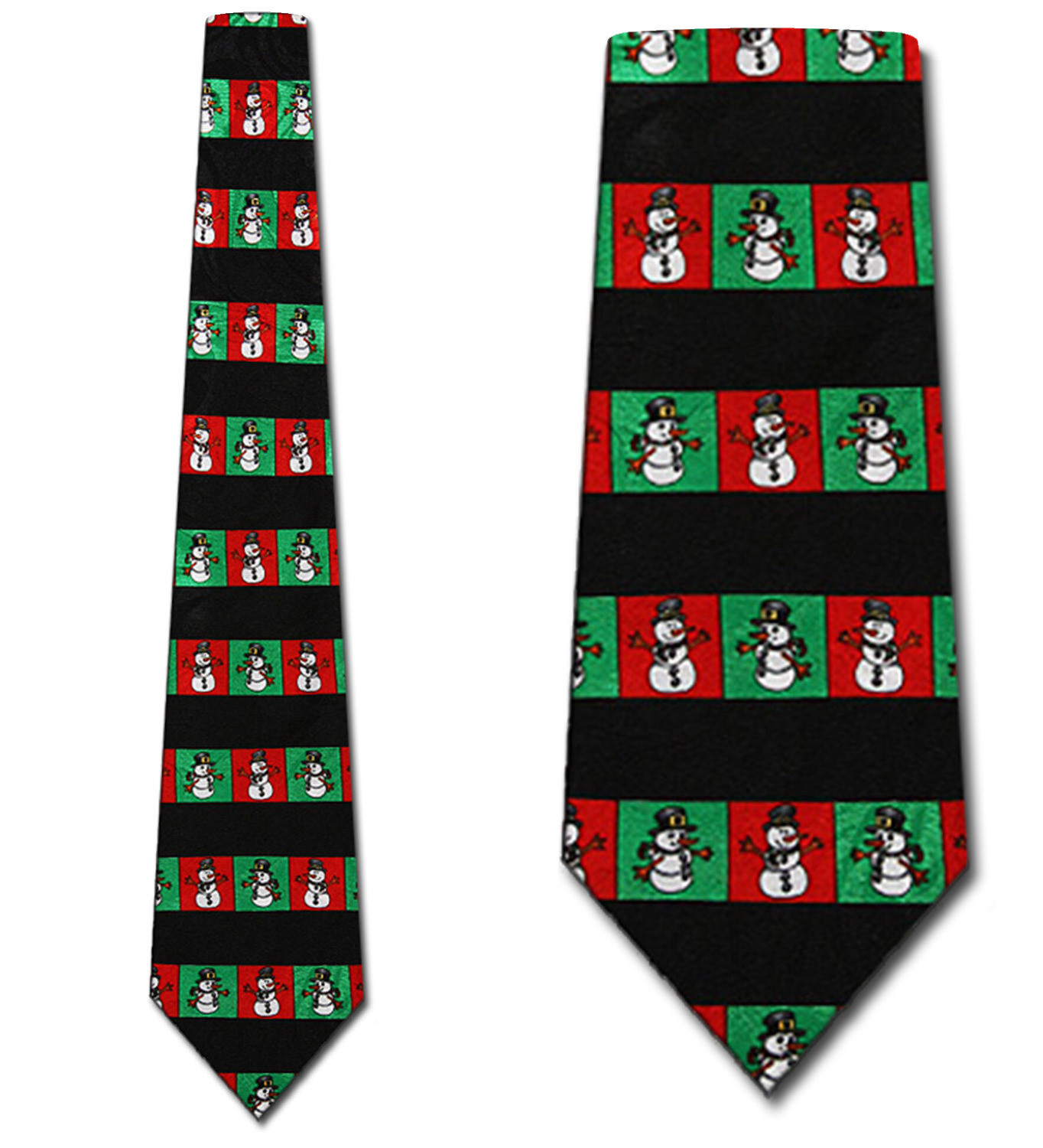 2074-100: Snowmen Ties Snowman Panels Neckties Black by Steven Harris