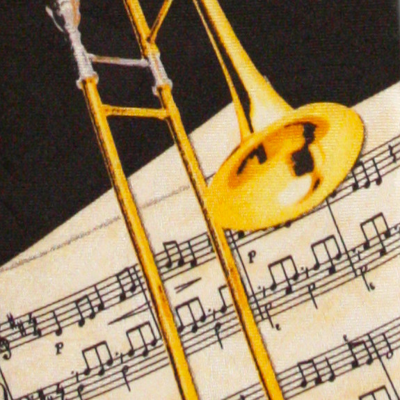 2079-100: Sheet Music Trombone Ties Black Trombones Necktie by Steven Harris