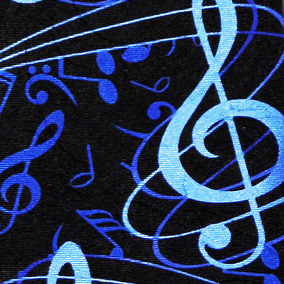 2080-100: Blue Clef Notes Neckties Black Music Notes Ties by Steven Harris