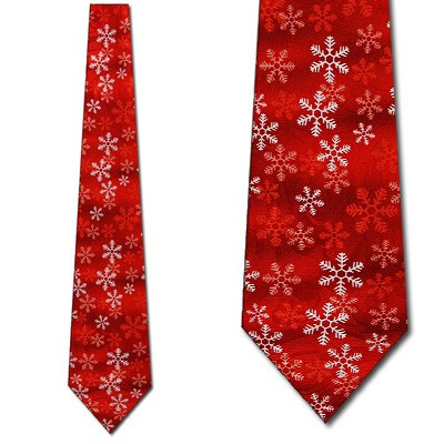 2083-100: Falling Snowflakes Tie Winter Snow Neckties Red by Steven Harris