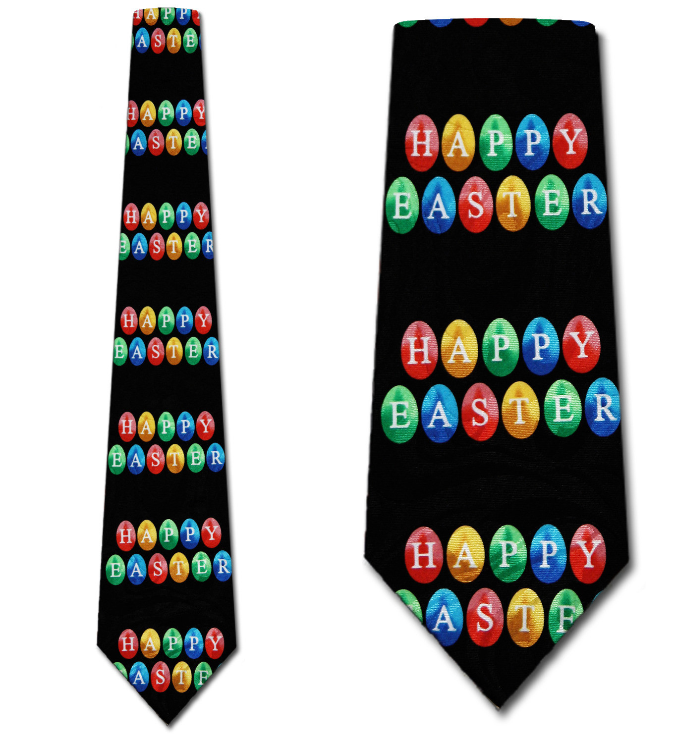 2084-100: Happy Easter Eggs Tie Egg Neckties Black by Steven Harris