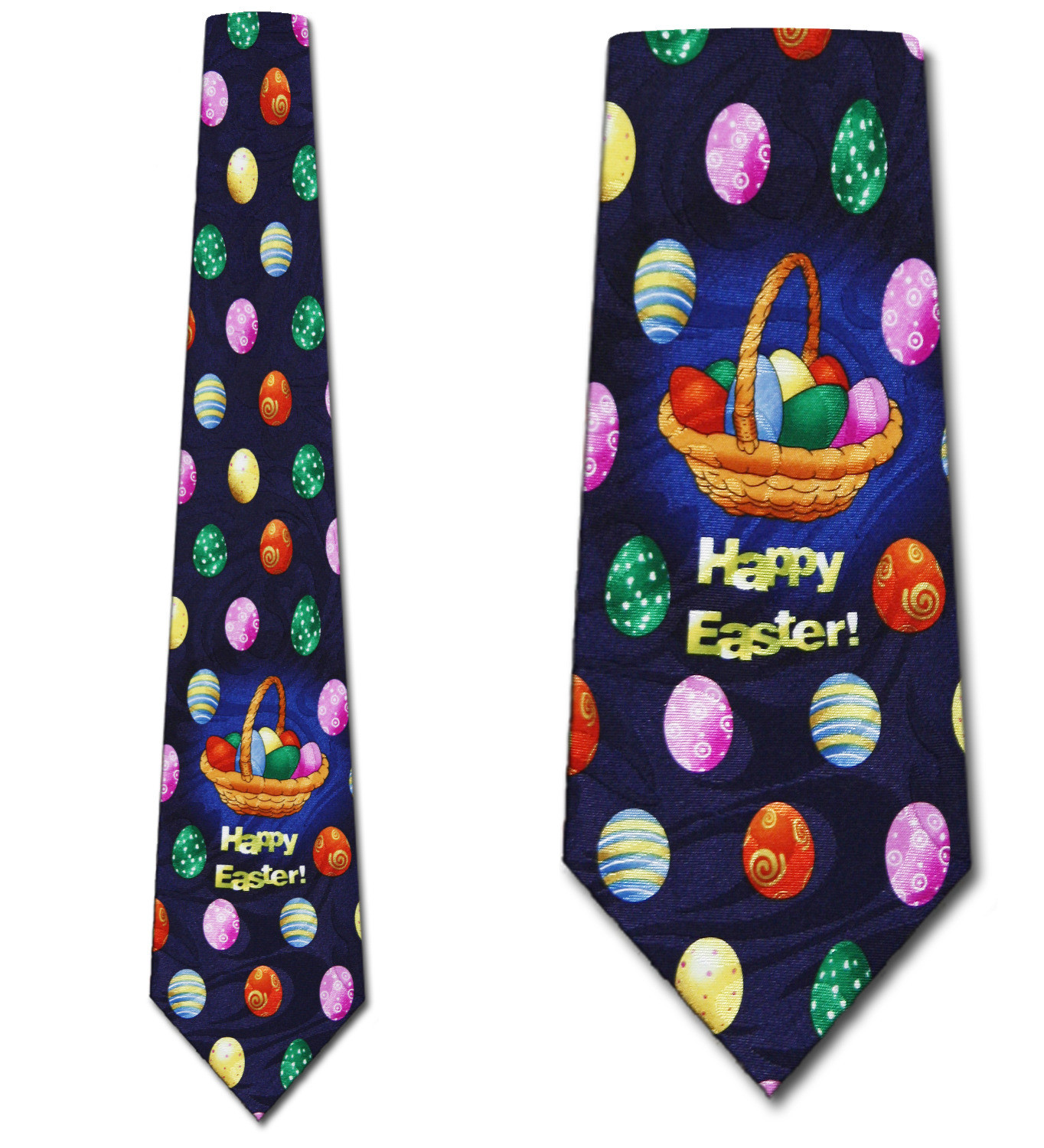 2085-102: Easter Basket Ties Dyed Eggs Neckties Navy by Steven Harris