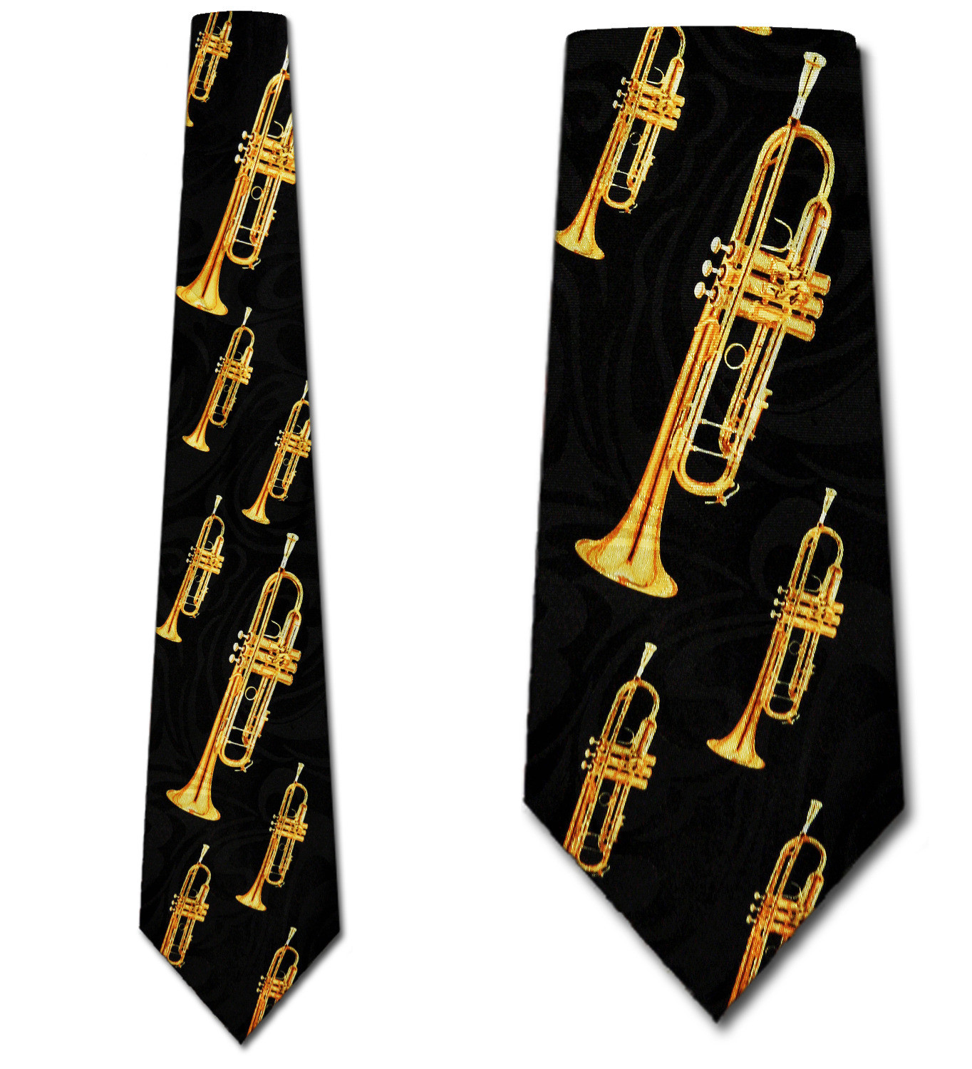 2090-100: Trumpets Diagonal Tie Musical Brass Horn Neckties by Steven Harris