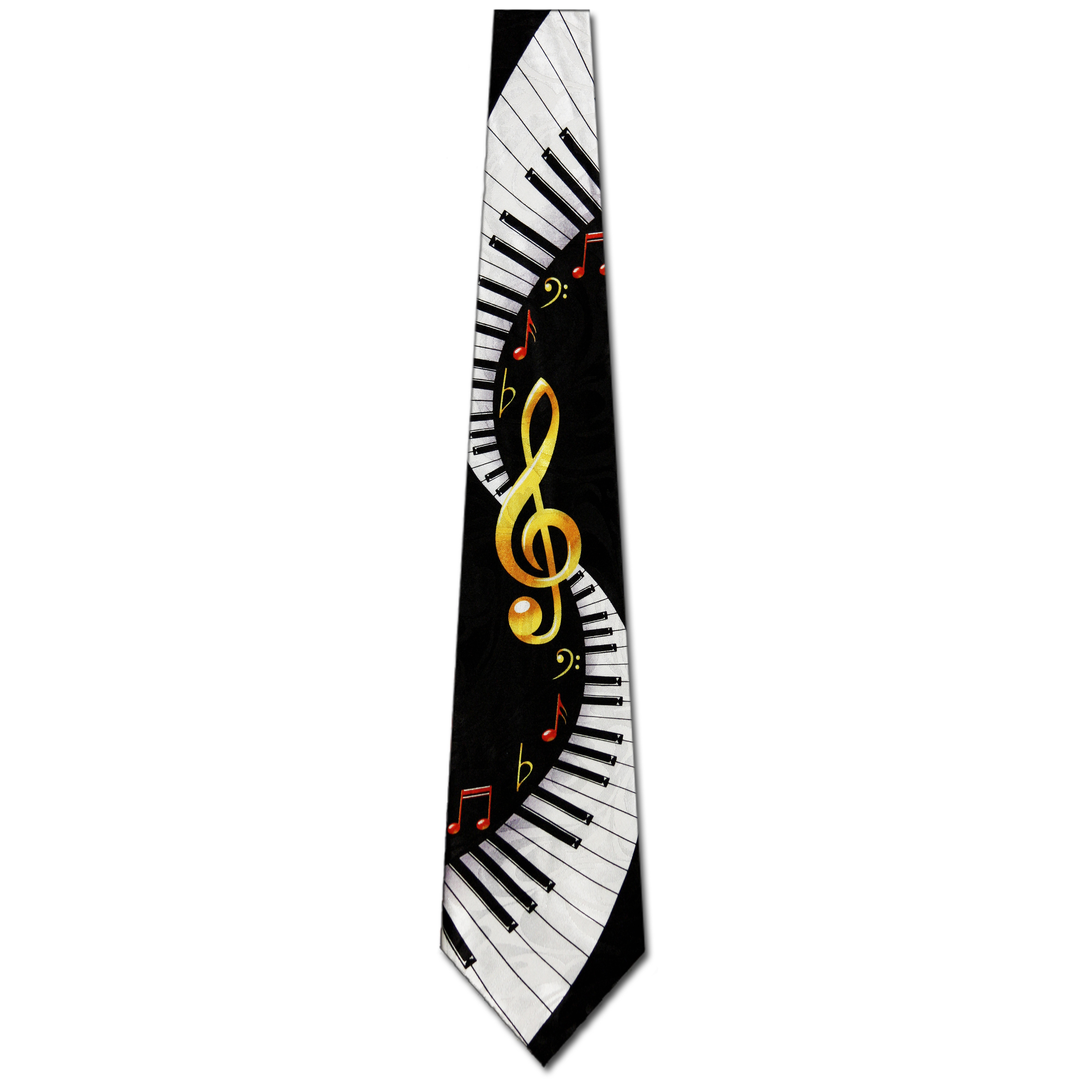 2091-100: Keyboard Swirl Ties Black Music Clef Notes Necktie by Steven Harris at Abcties.com
