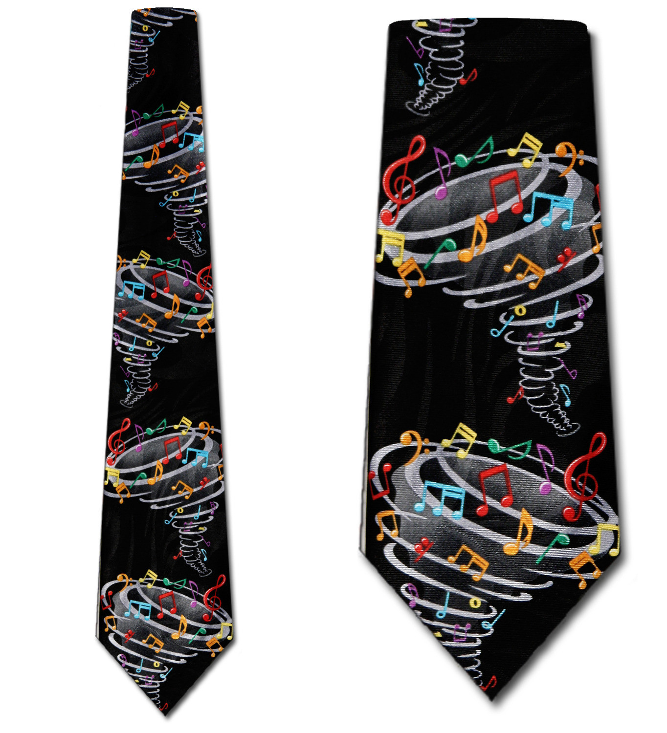 2092-100: Musical Storm Neckties Black Colorful Music Notes Ties by Steven Harris