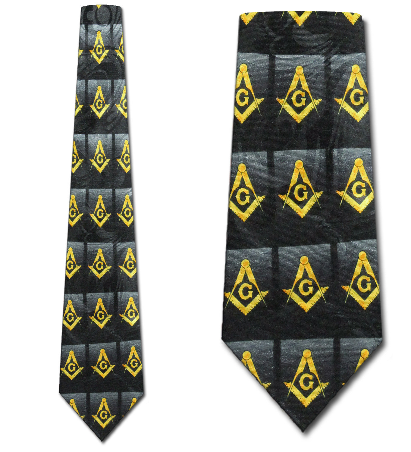 2097-100: Mason Logo Squares Necktie Black Masons Ties by Steven Harris