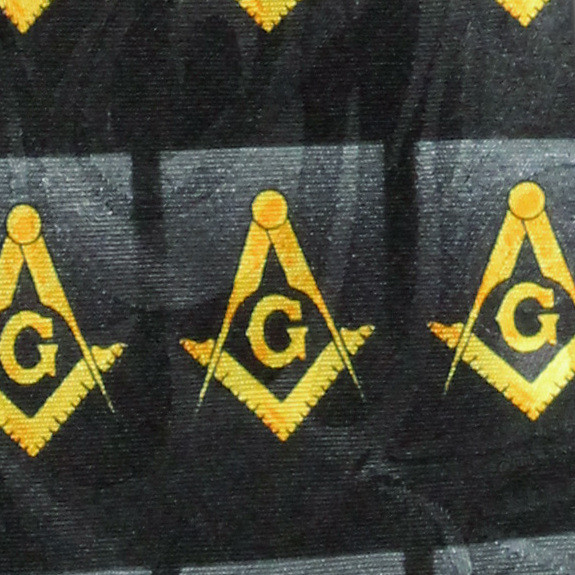 2097-100: Mason Logo Squares Necktie Black Masons Ties by Steven Harris