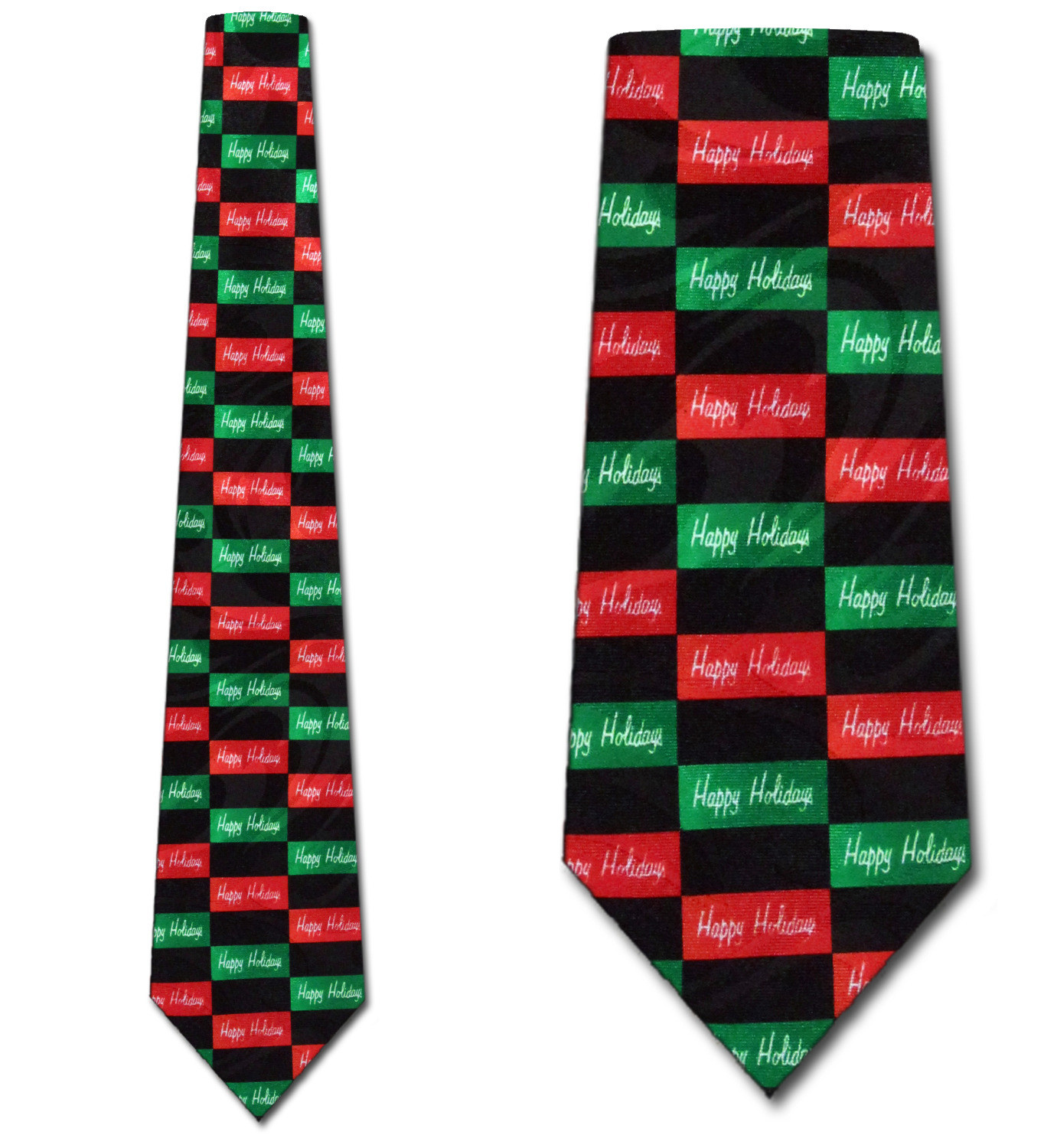2100-100: Happy Holidays Ties Checkered Holiday Neckties Black by Steven Harris