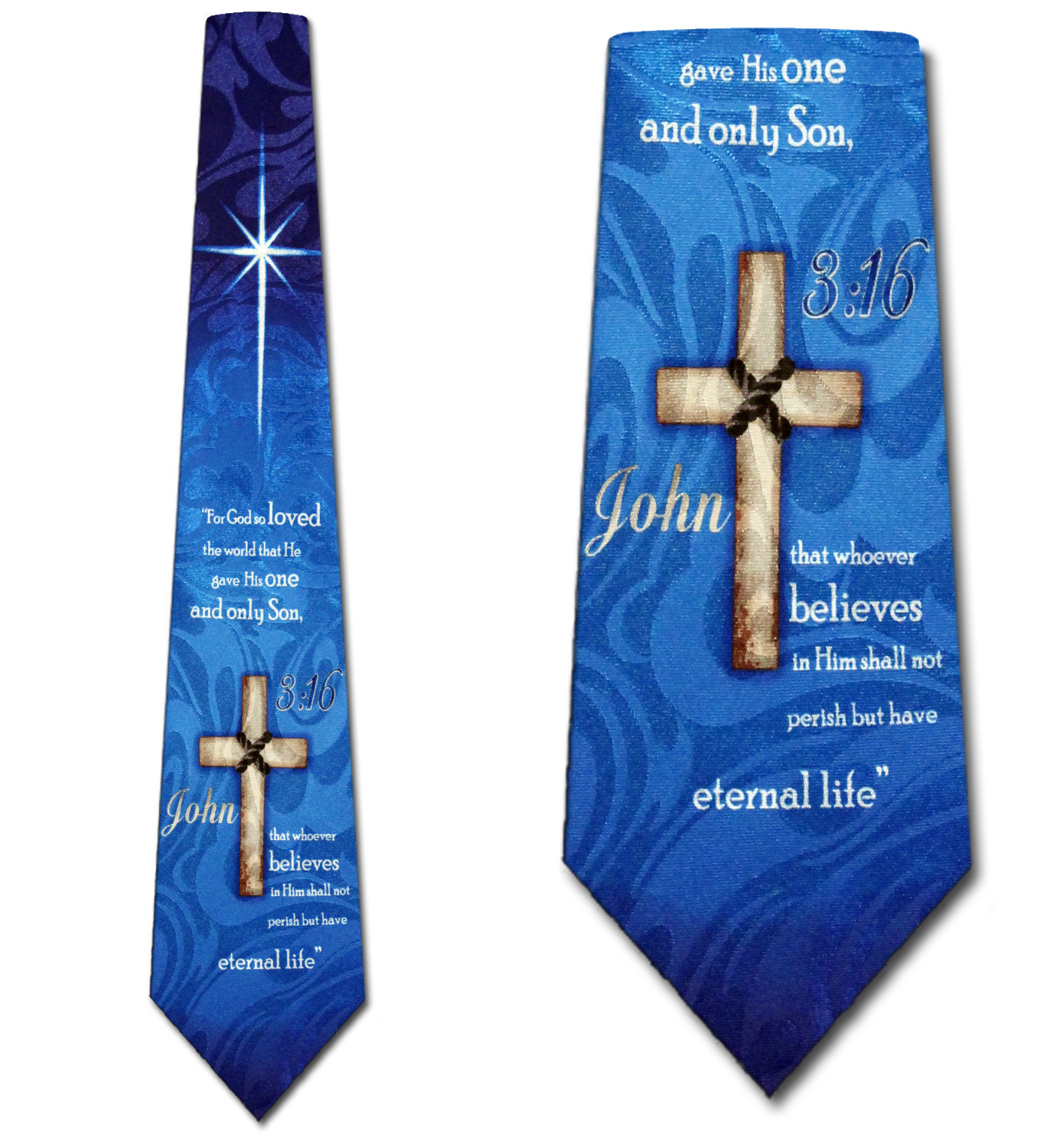 2104-102: John 3 16 Ties Cross and Star Neckties Navy by Steven Harris at Abcties.com