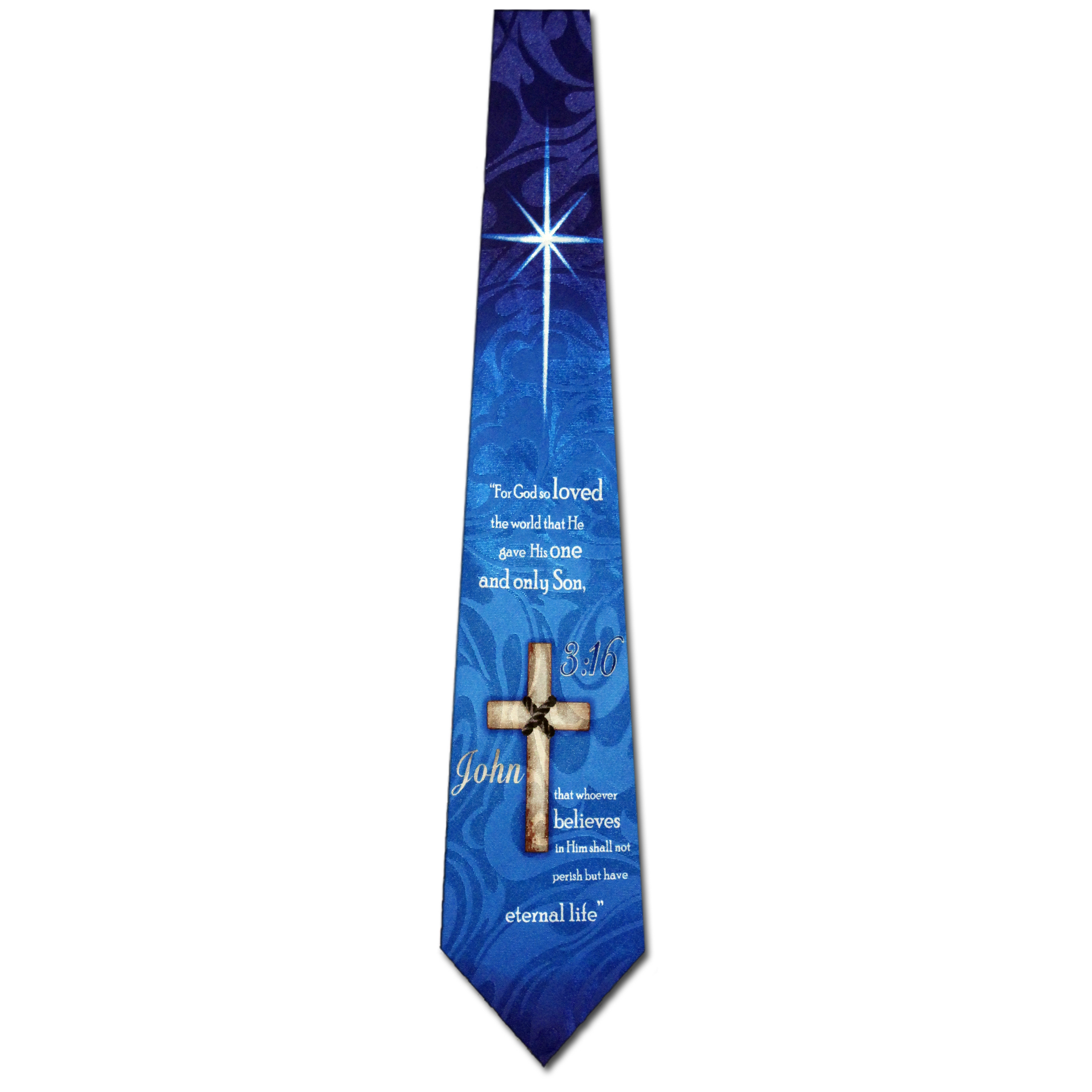 2104-102: John 3 16 Ties Cross and Star Neckties Navy by Steven Harris at Abcties.com