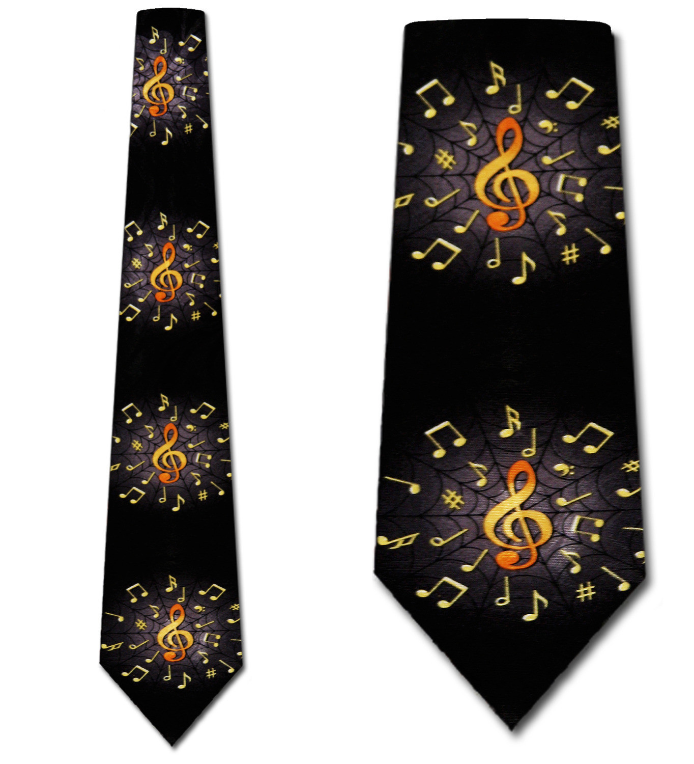 2116-100: Clef Note Ties Black Music Notes Neckties by Steven Harris
