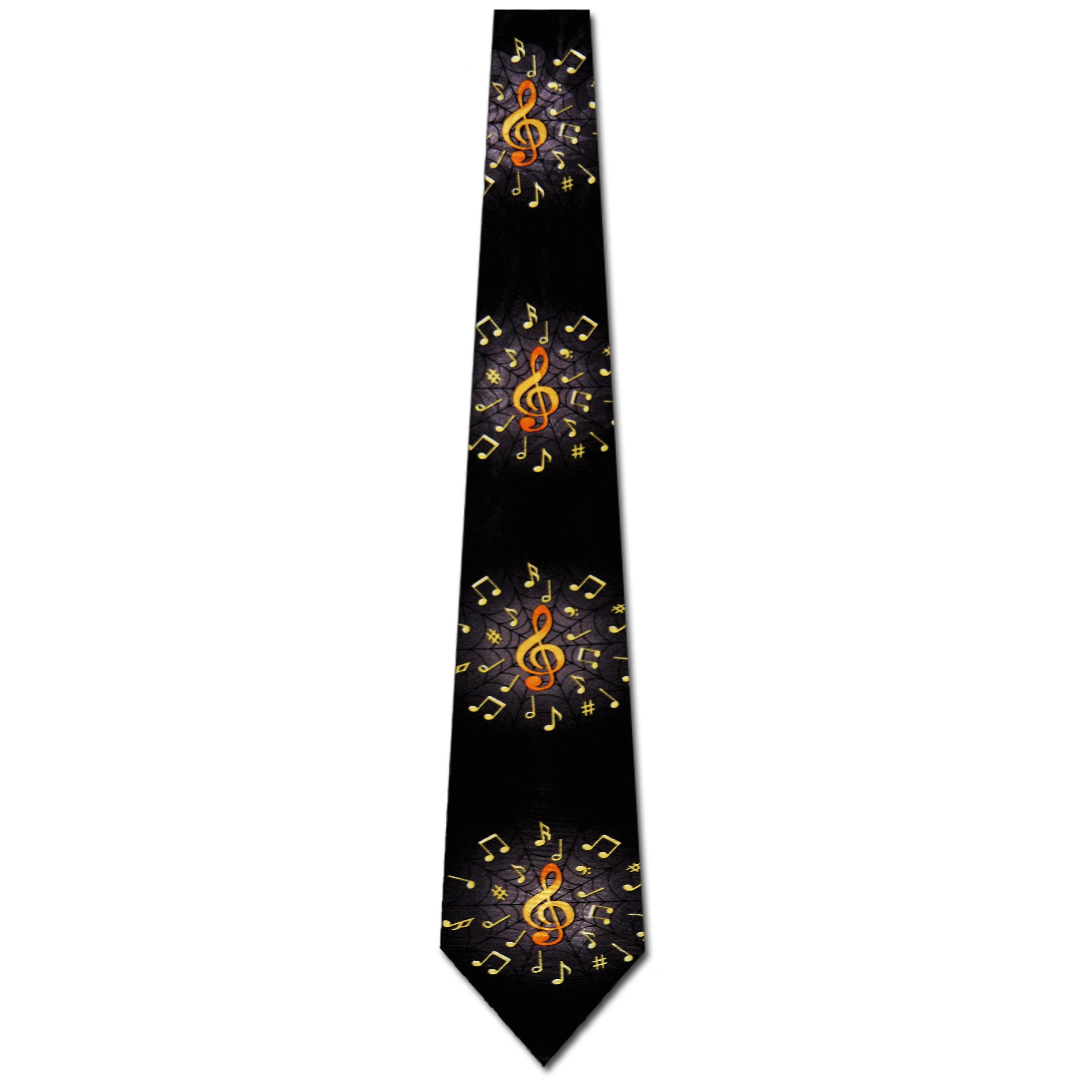2116-100: Clef Note Ties Black Music Notes Neckties by Steven Harris at Abcties.com