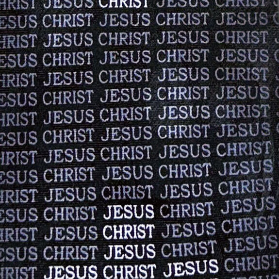 2117-100: Jesus Christ Allover Ties Cross Text Necktie Black by Steven Harris