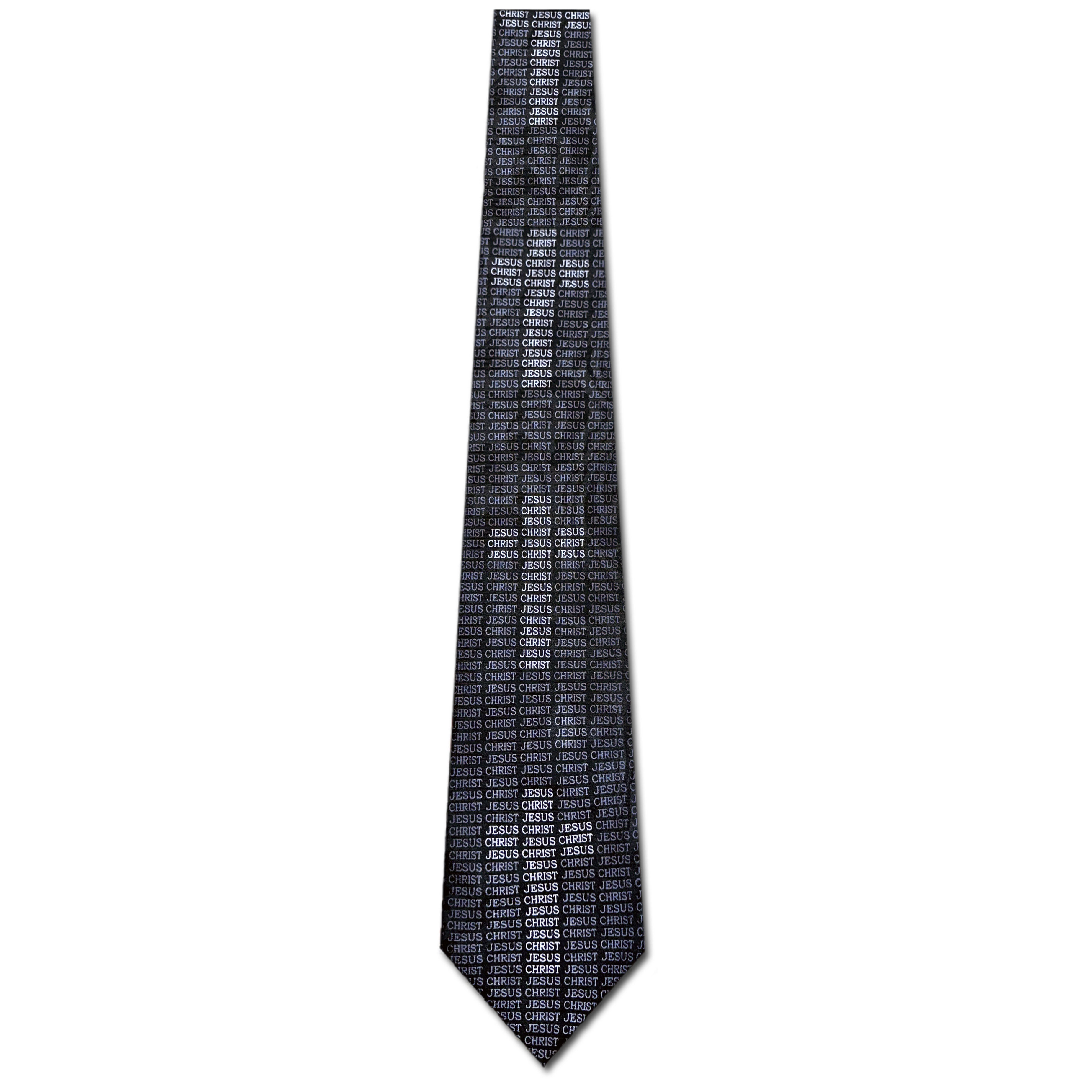 2117-100: Jesus Christ Allover Ties Cross Text Necktie Black by Steven Harris at Abcties.com