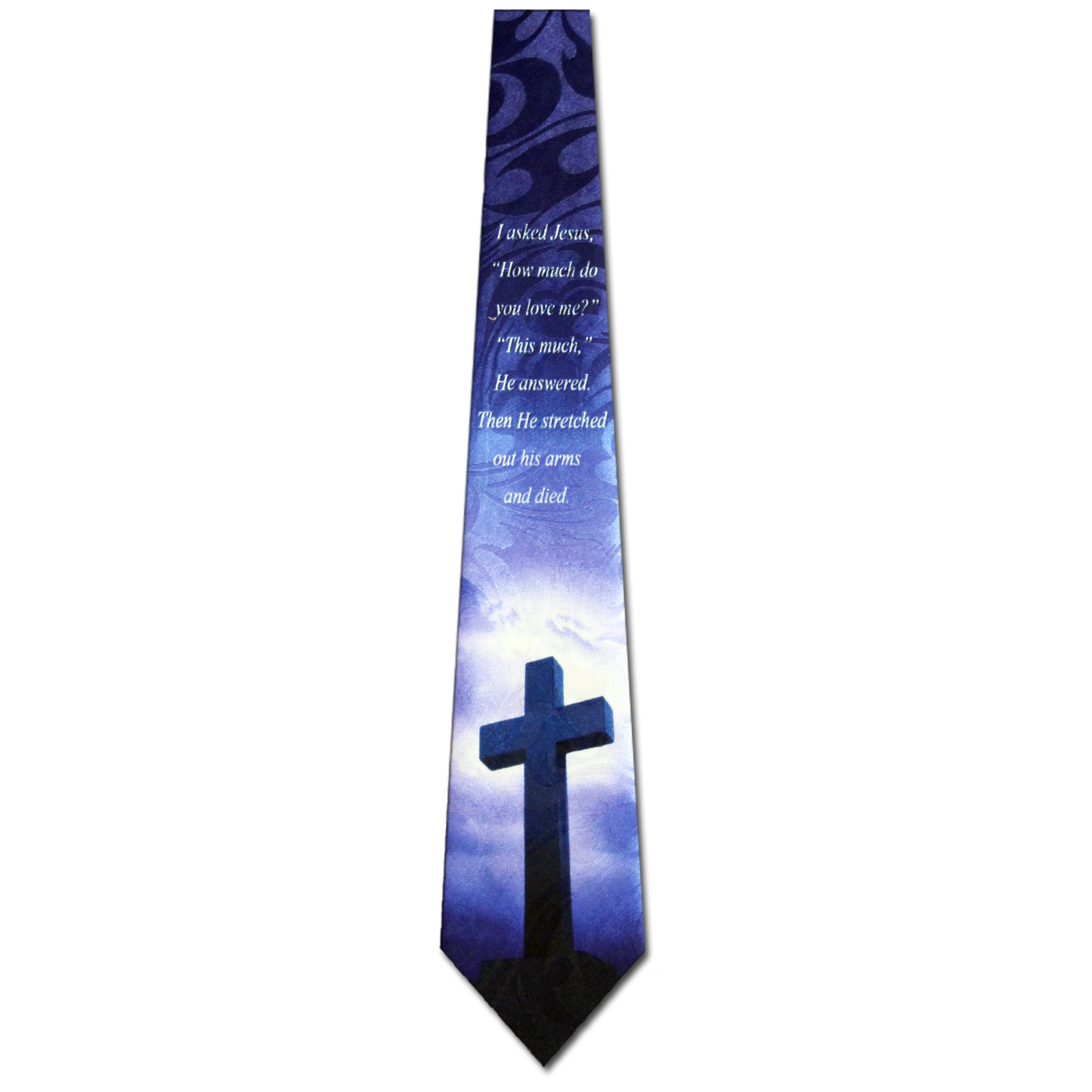 2118-102: How Much Do You Love Me Ties Jesus Cross Cloudy Sky Necktie Navy by Steven Harris at Abcties.com