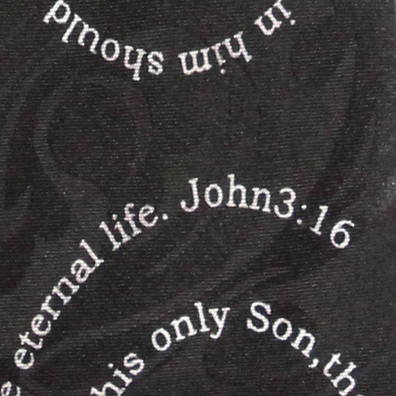2120-100: John 3 16 Necktie Cross and Spiral Bible Verse Ties Black by Steven Harris