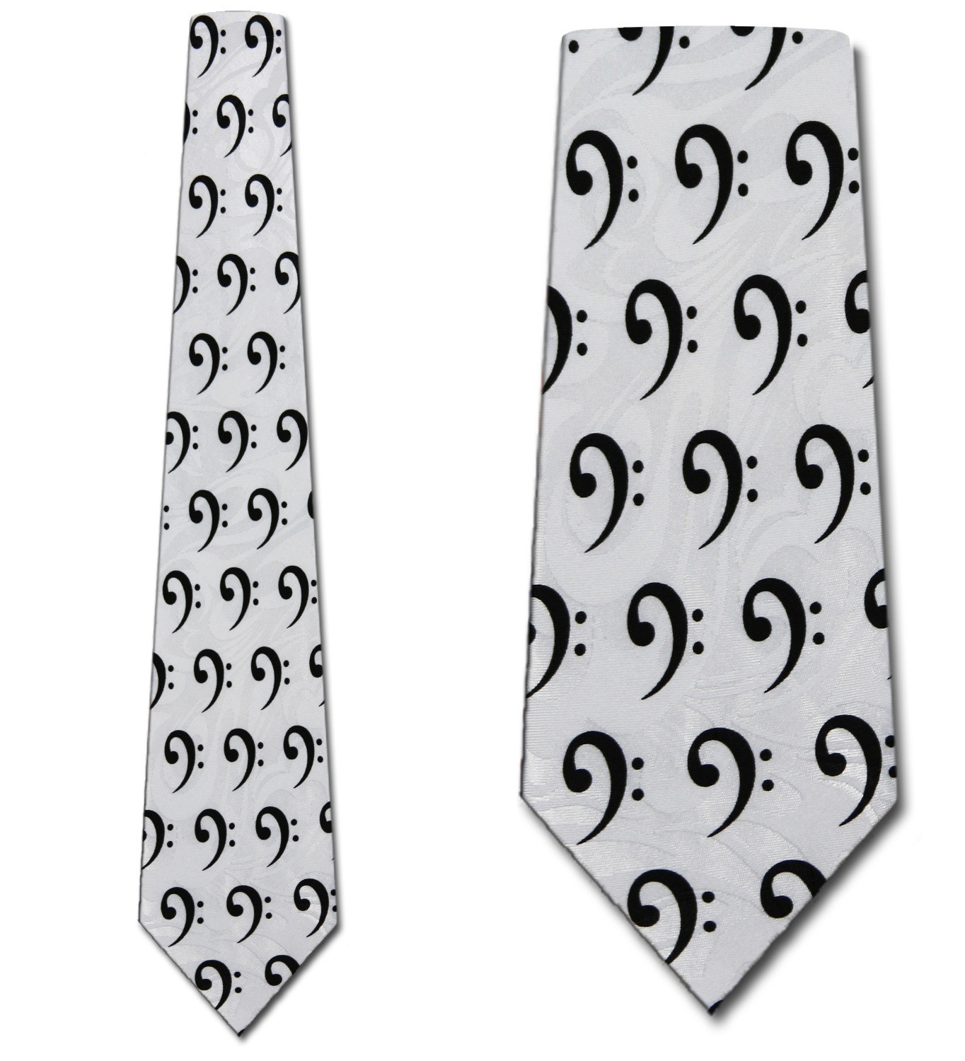 2122-100: G Clef Ties White Music Notes Clef Neckties by Steven Harris