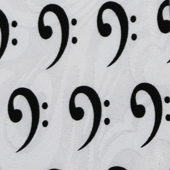 2122-100: G Clef Ties White Music Notes Clef Neckties by Steven Harris