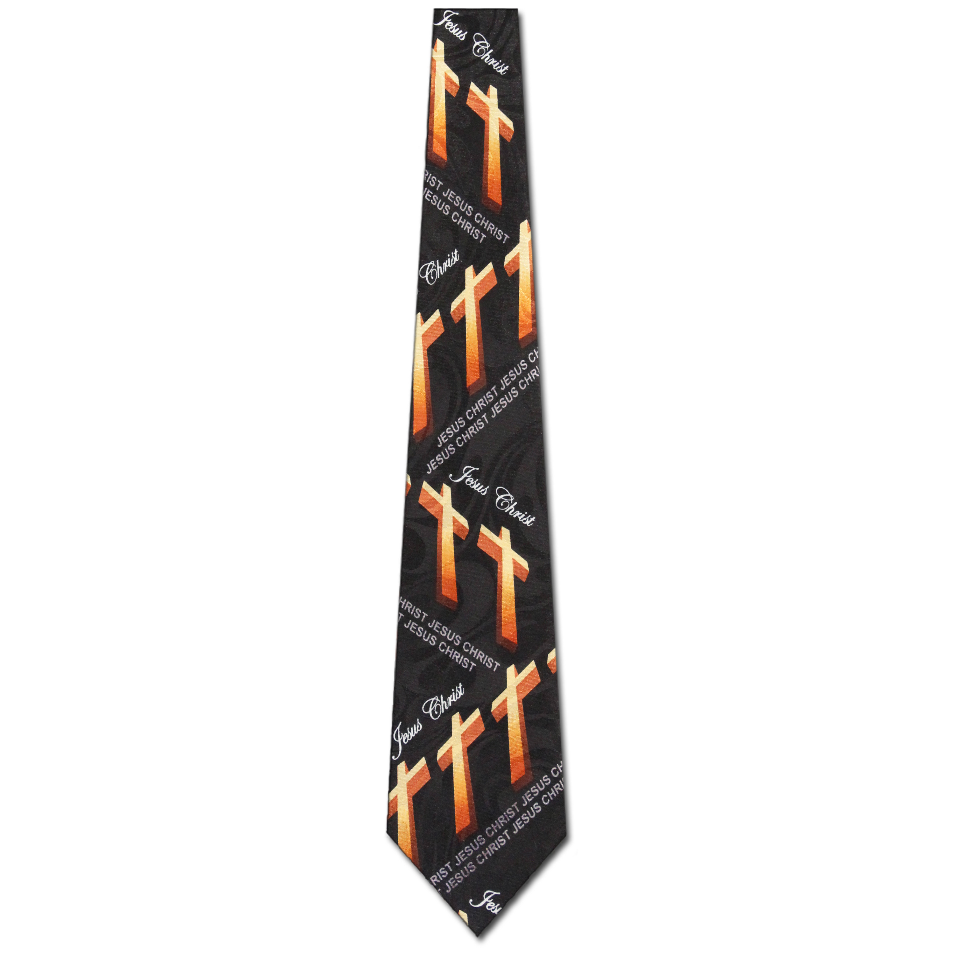 2131-100: Jesus Christ Diagonal Cross Ties Religious Neckties Black by Steven Harris at Abcties.com