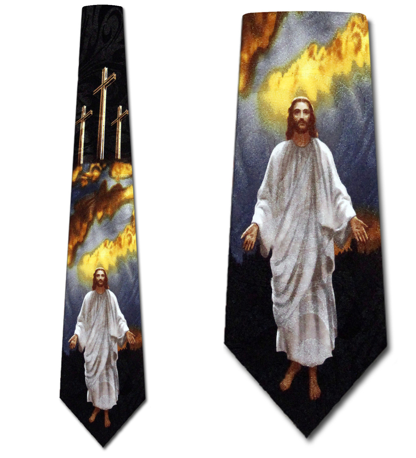 2132-100: Jesus Clouds and Crosses Necktie Inspirational Ties Black by Steven Harris