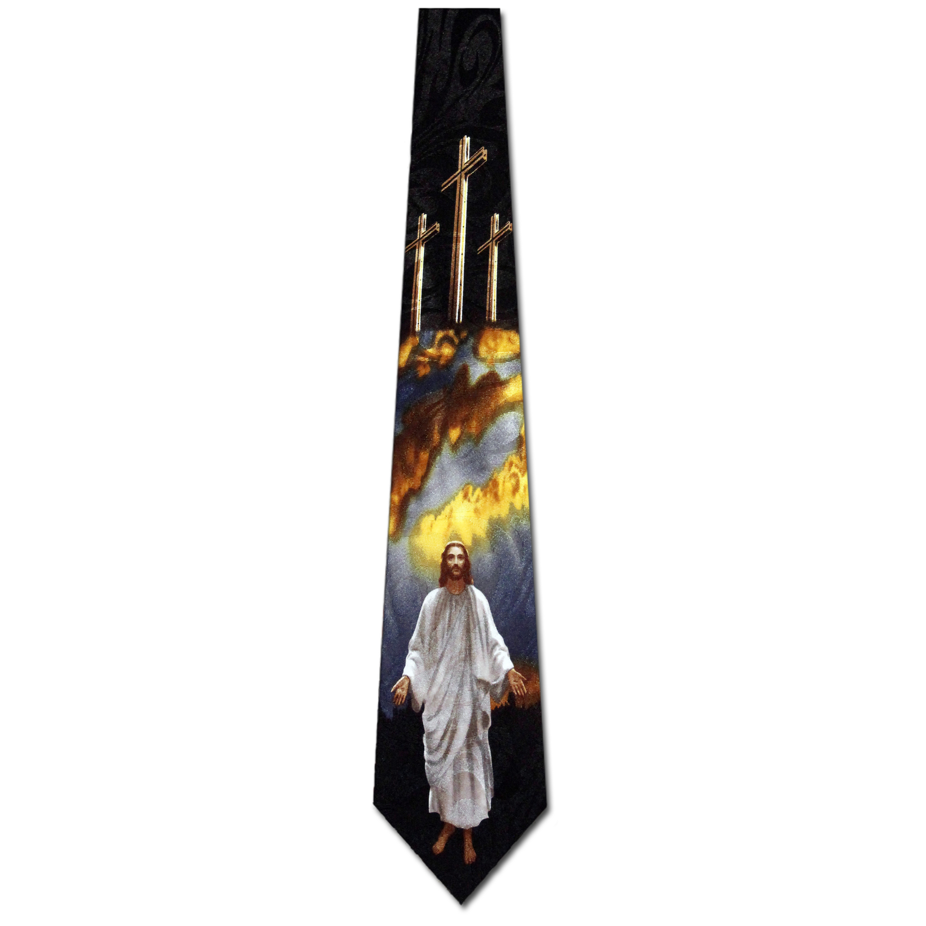 2132-100: Jesus Clouds and Crosses Necktie Inspirational Ties Black by Steven Harris at Abcties.com