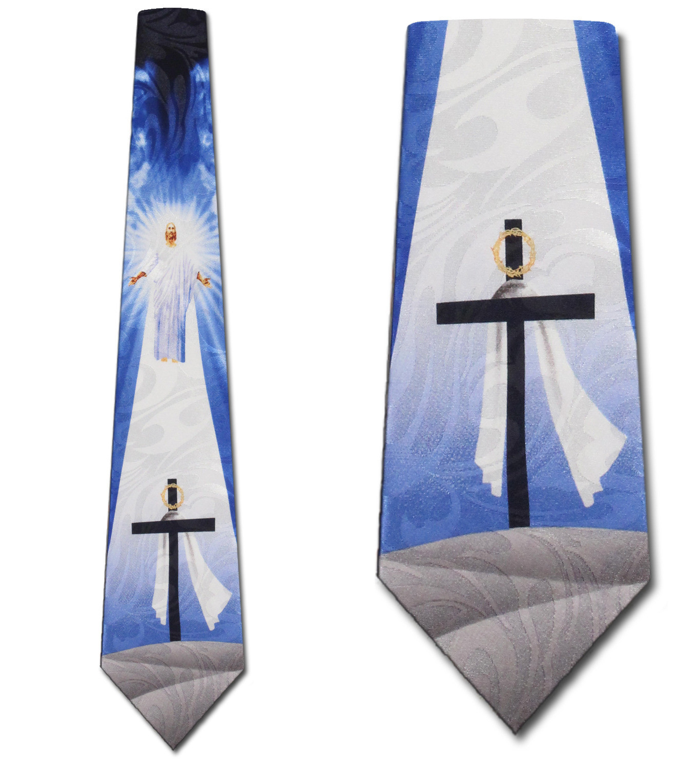 2134-102: Inspirational Neckties Jesus Ascending to Heaven Tie Navy by Steven Harris