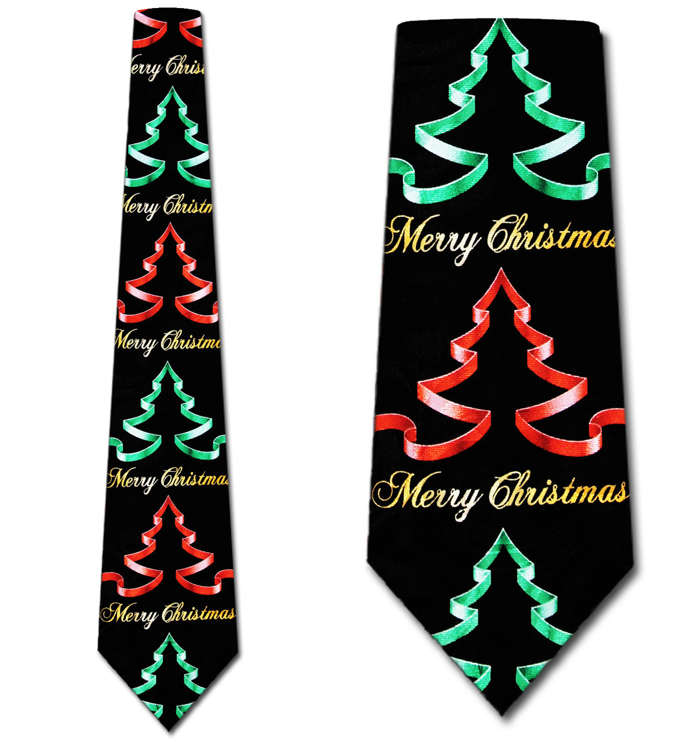 2135-100: Christmas Tree Ties Holiday Ribbons Neckties Black by Steven Harris