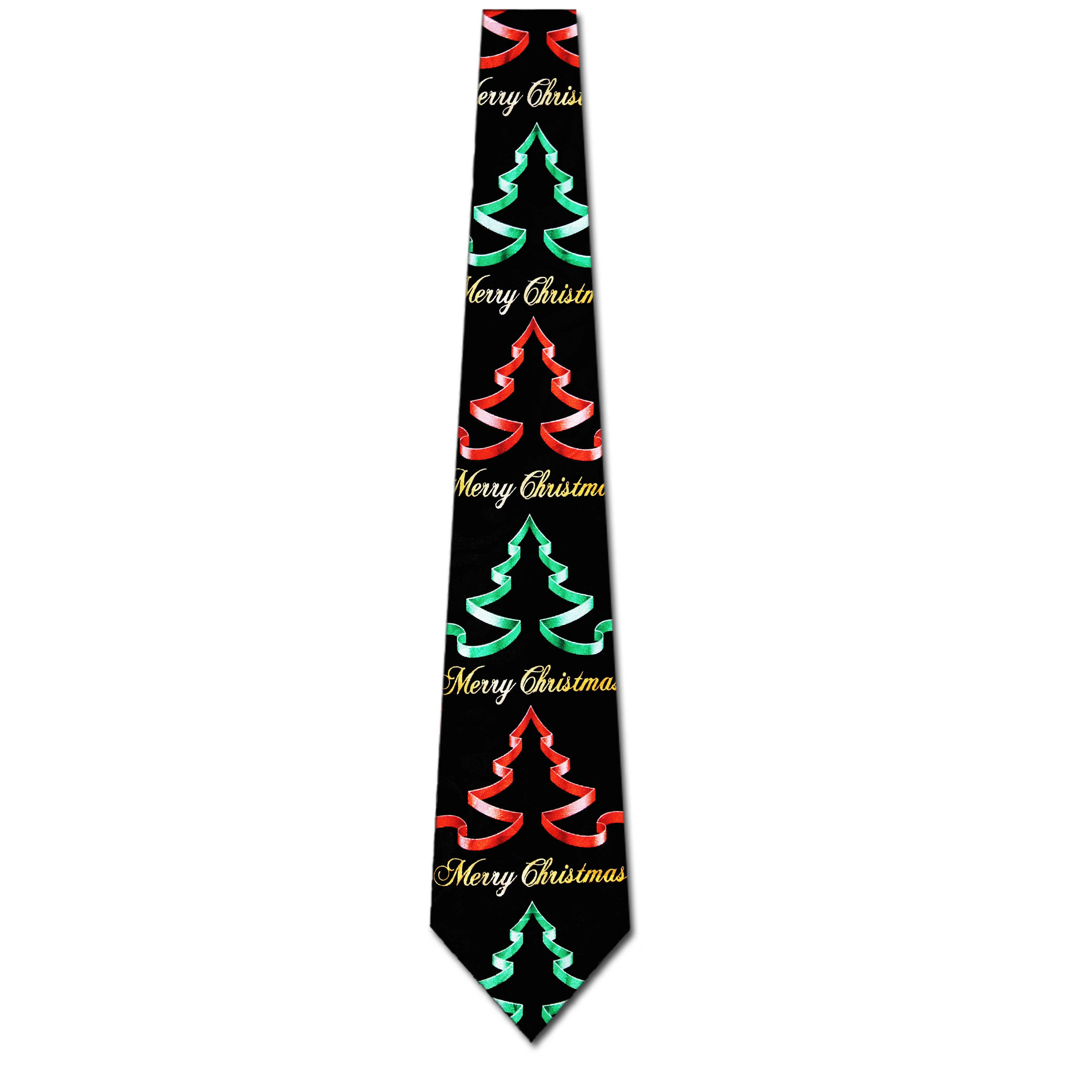 2135-100: Christmas Tree Ties Holiday Ribbons Neckties Black by Steven Harris at Abcties.com