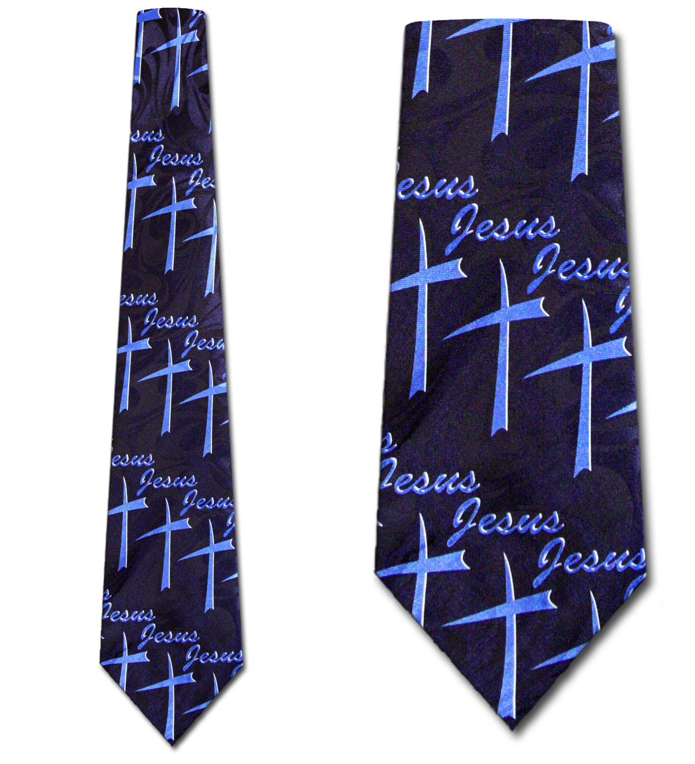 2139-102: Jesus Diagonal Crosses Tie Inspirational Christian Neckties Navy by Steven Harris