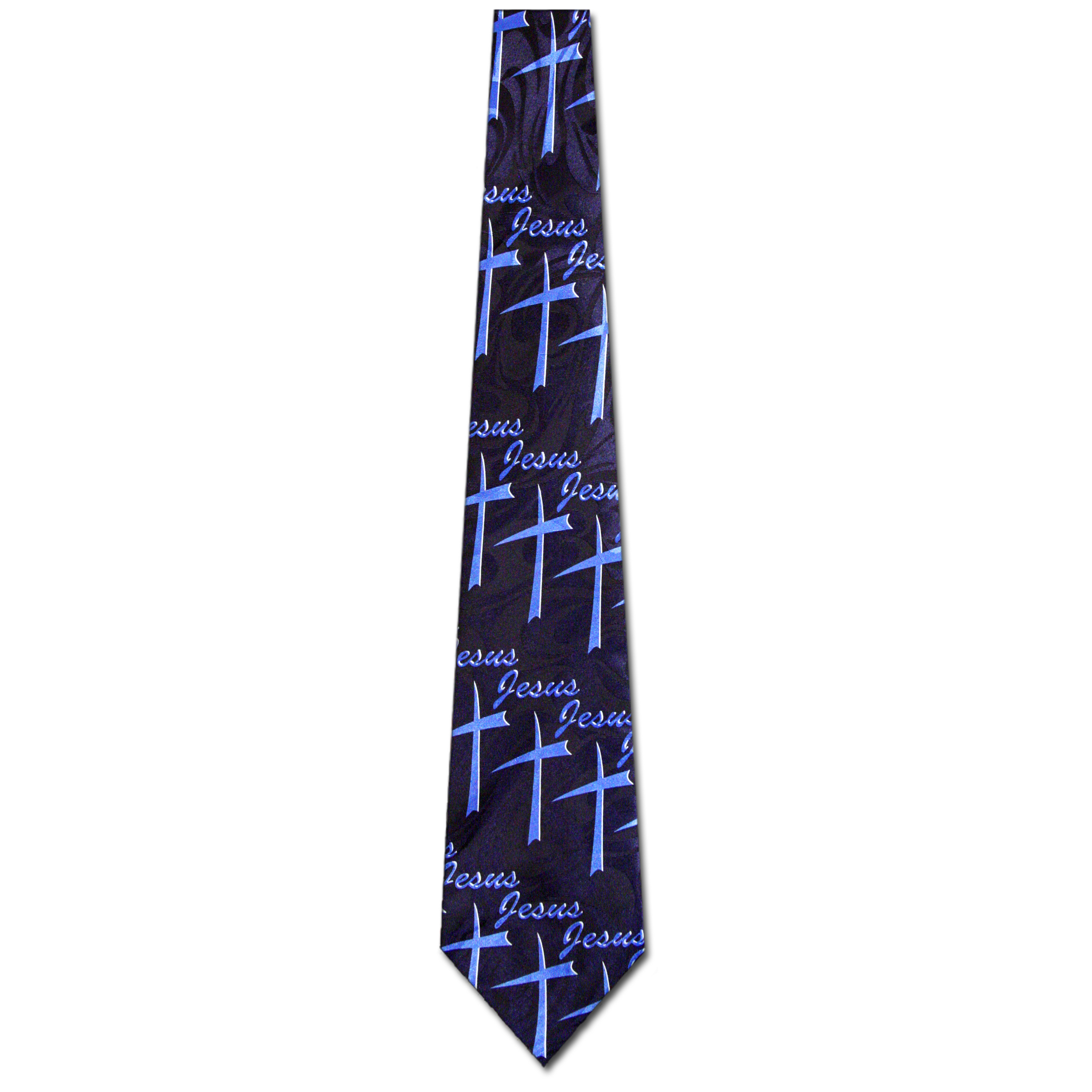 2139-102: Jesus Diagonal Crosses Tie Inspirational Christian Neckties Navy by Steven Harris at Abcties.com