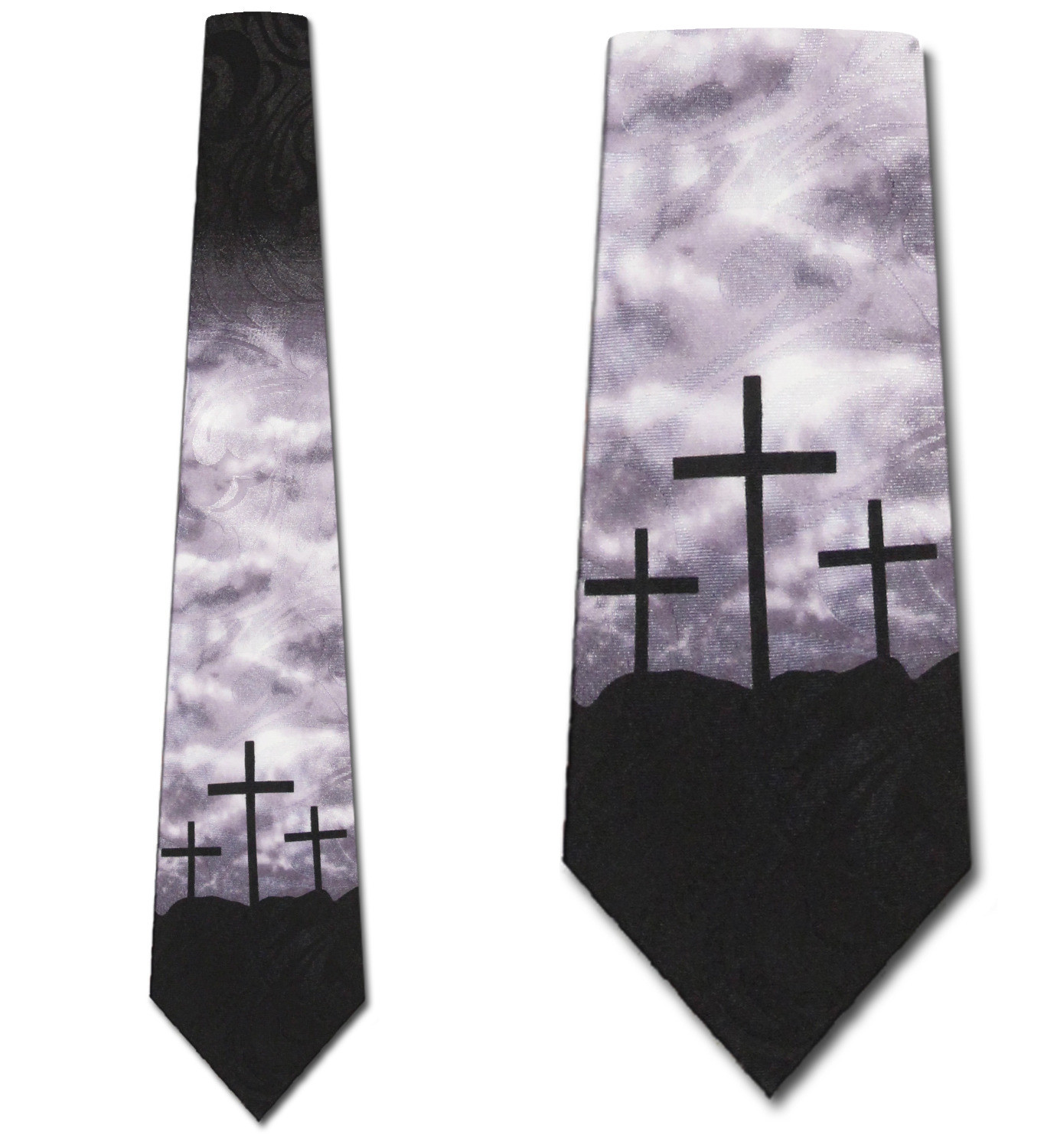2140-100: Cloudy Three Crosses Ties Religion Neckties Black by Steven Harris
