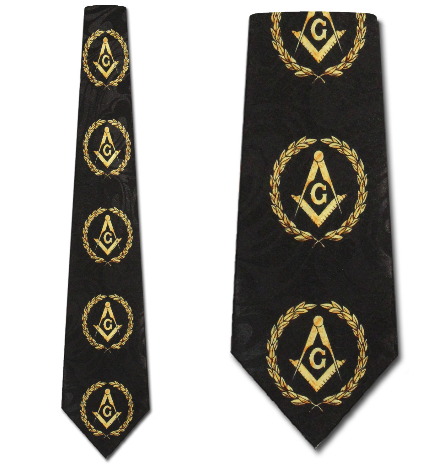 2154-100: Mason Olive Branch Ties Logo Black Necktie by Steven Harris