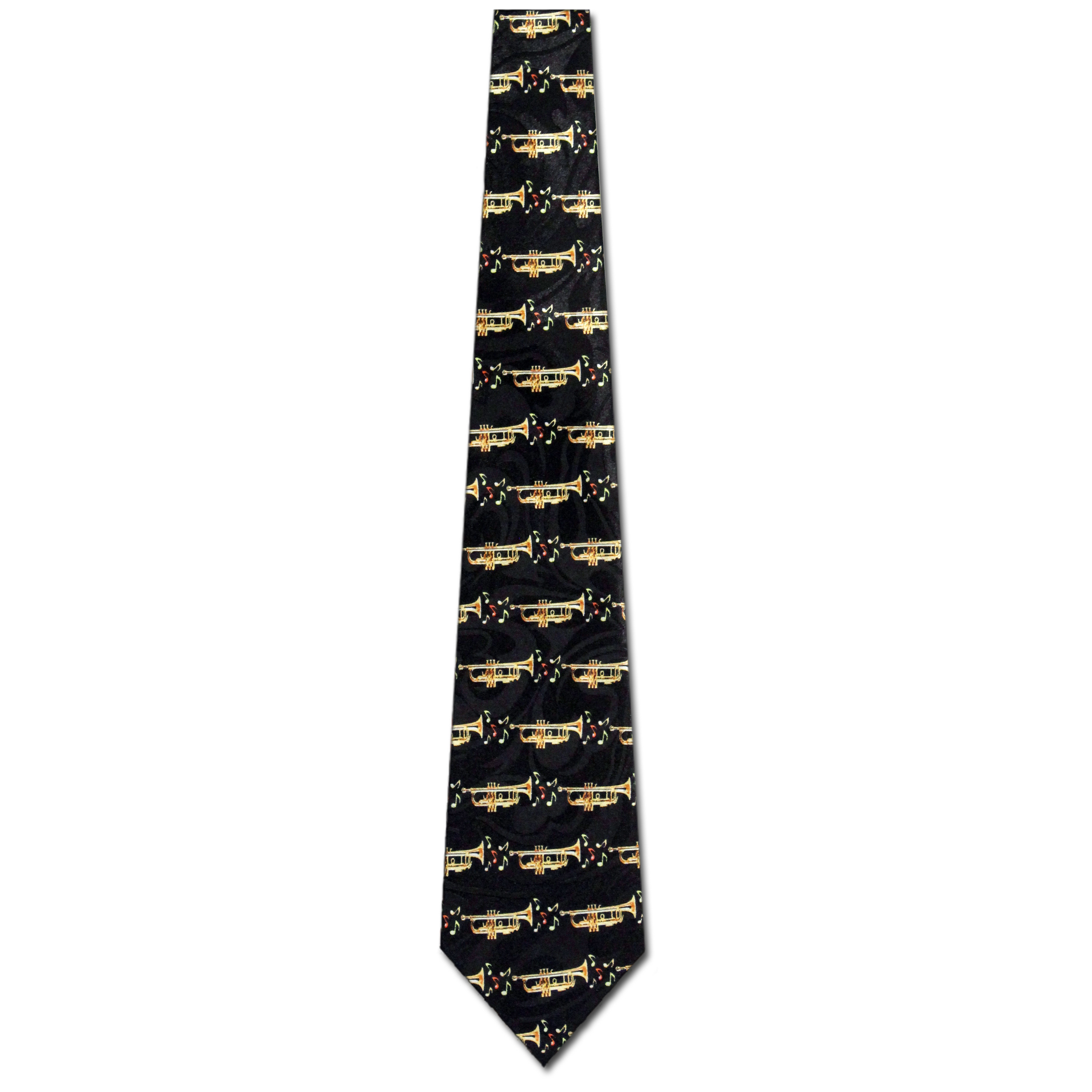 2156-100: Trumpet Notes Tie Music Notes with Trumpets Neckties by Steven Harris at Abcties.com