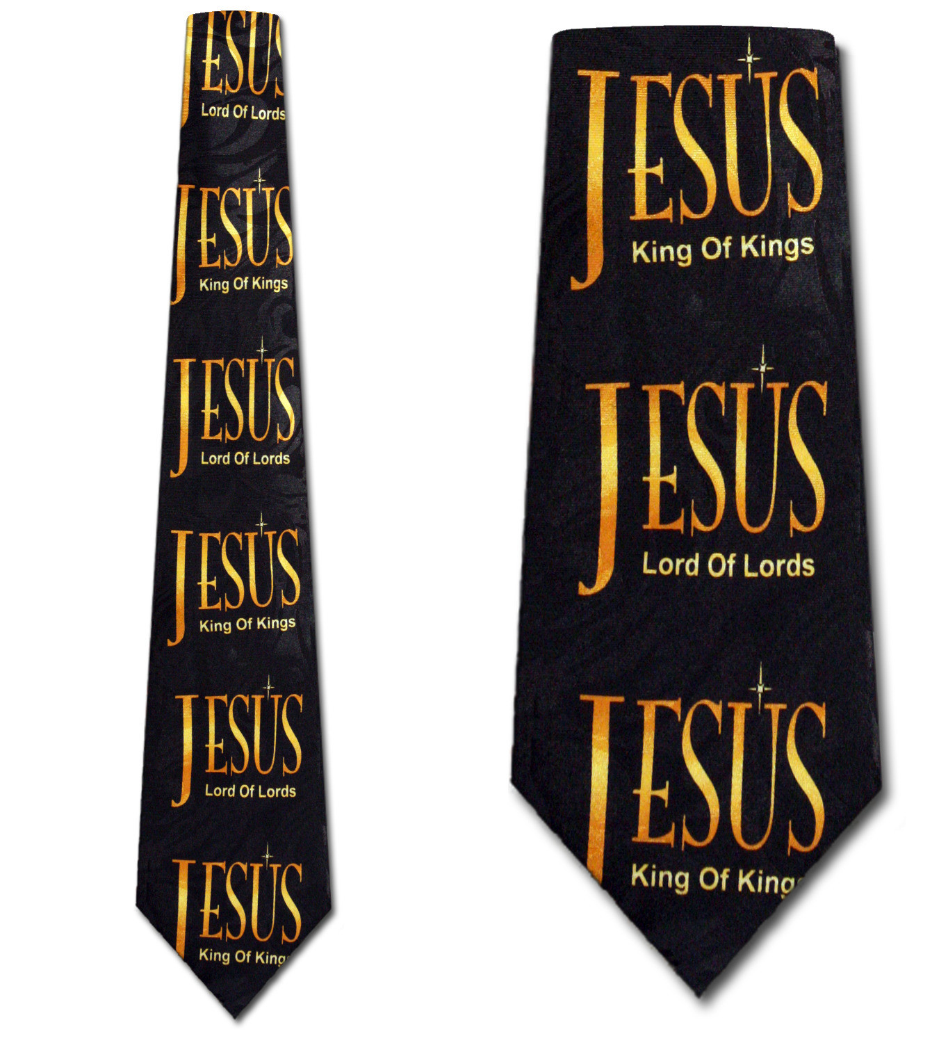 2158-100: Jesus Lord of Lords Tie King of Kings Necktie Black by Steven Harris at Abcties.com