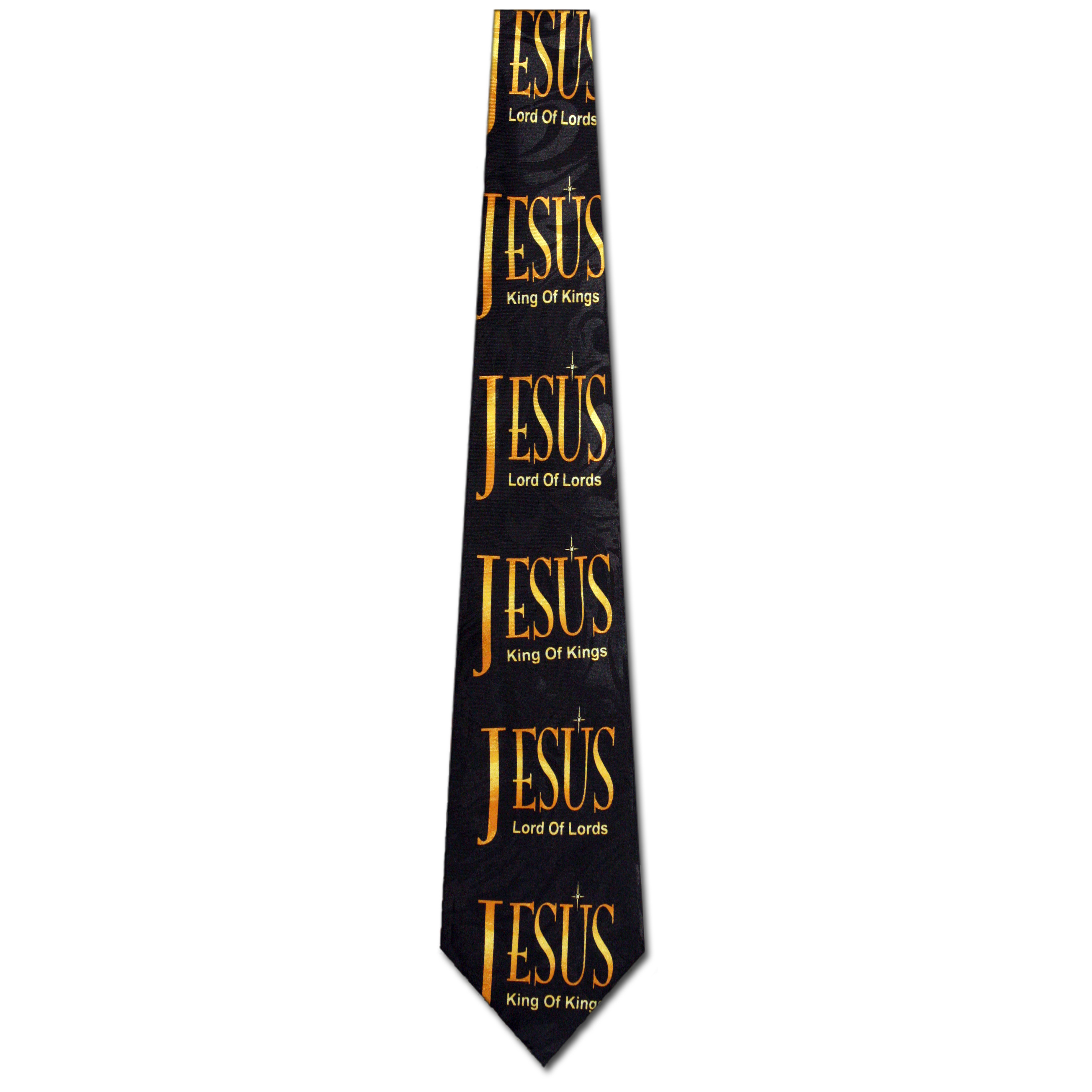 2158-100: Jesus Lord of Lords Tie King of Kings Necktie Black by Steven Harris at Abcties.com
