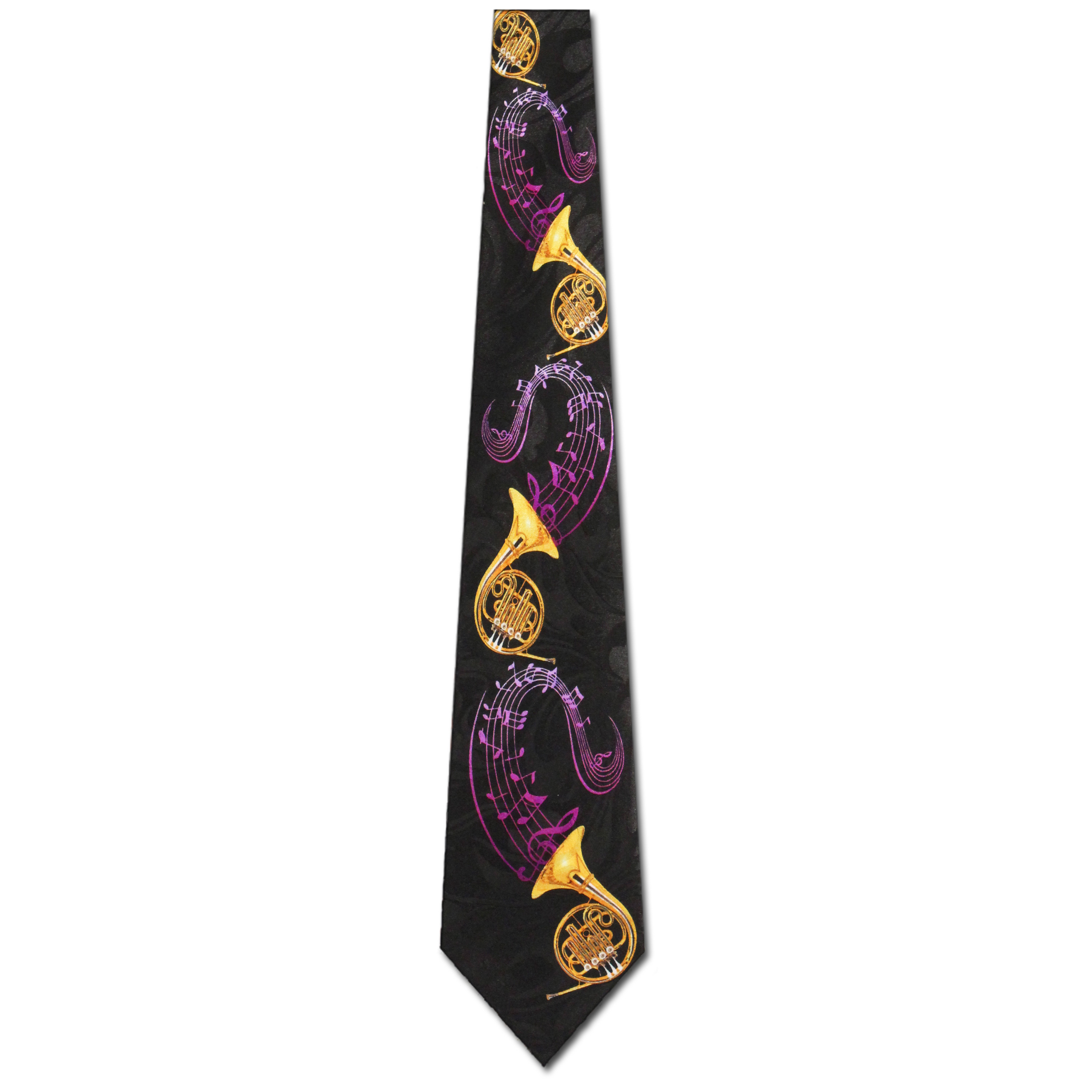 2165-100: French Horns Tie Swirling Notes Neckties by Steven Harris at Abcties.com