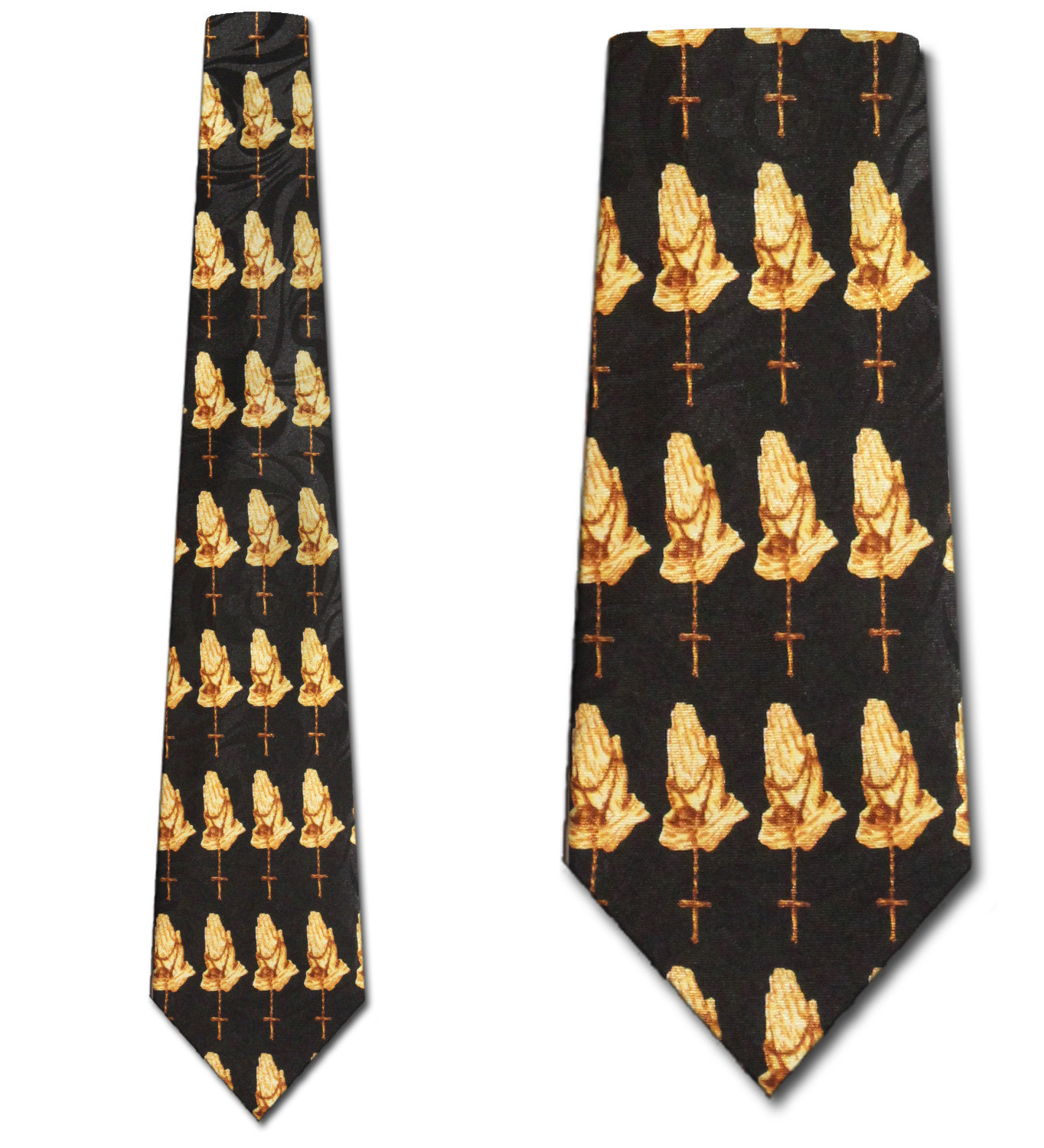 2167-100: Praying Hands and Crosses Ties Allover Inspirational Necktie Black by Steven Harris