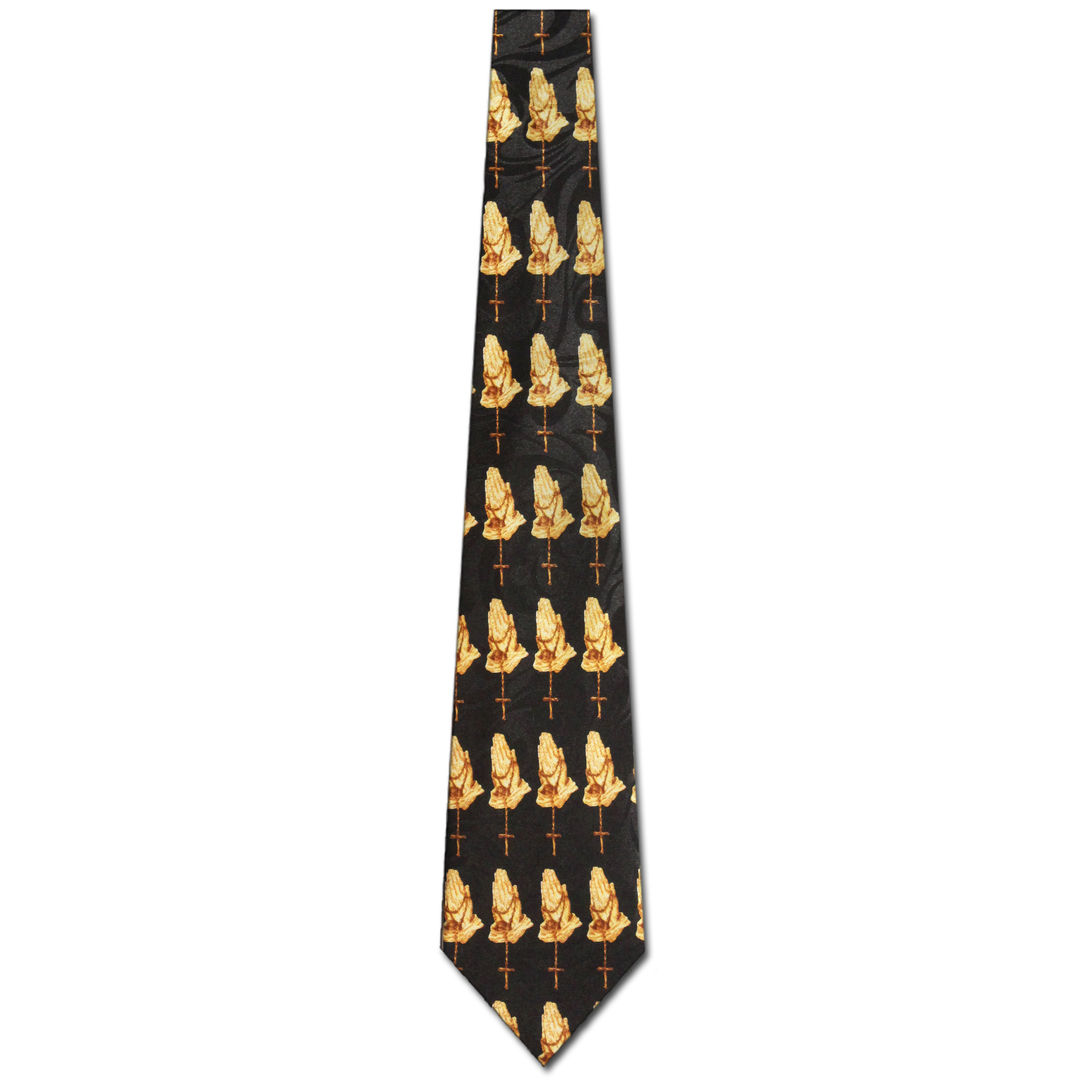 2167-100: Praying Hands and Crosses Ties Allover Inspirational Necktie Black by Steven Harris at Abcties.com